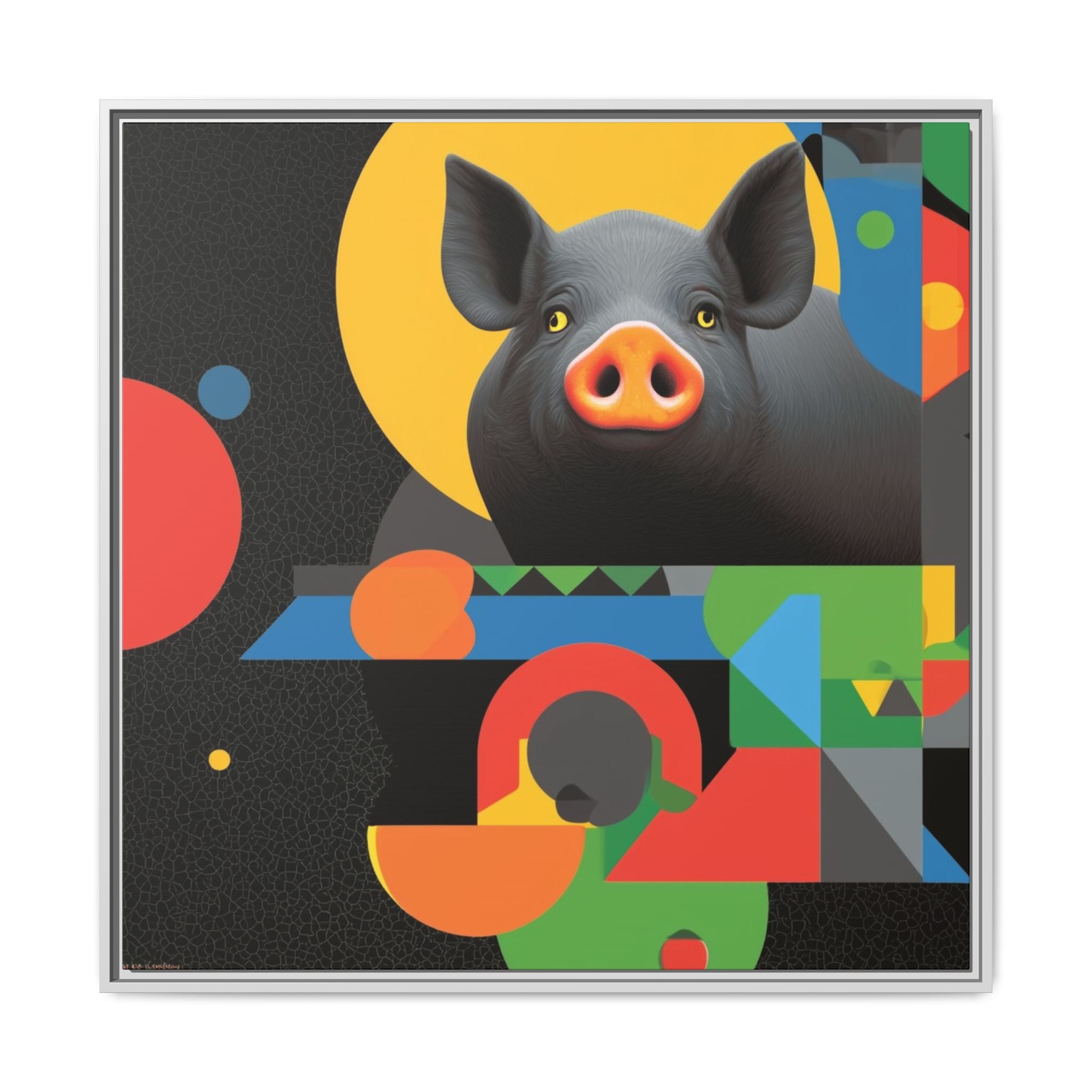 Geometric Pig Poster: Abstract Graphic Design, Colorful Modernist Composition   |    Custom Orders Available