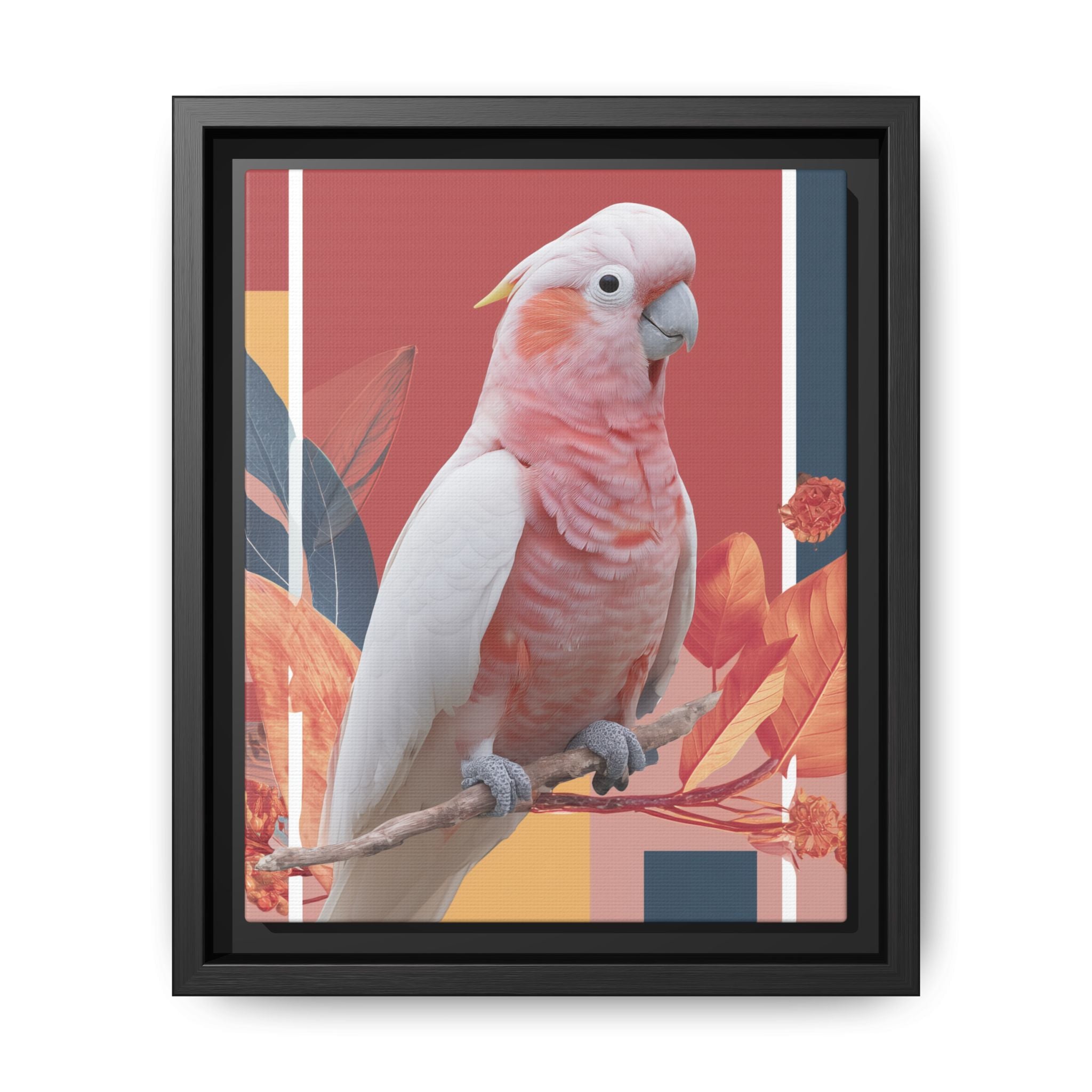 Framed Print: Cockatoo in Contemporary Geometric Style, Modern Avian Art Collection   |  Personalized & Custom Orders Available