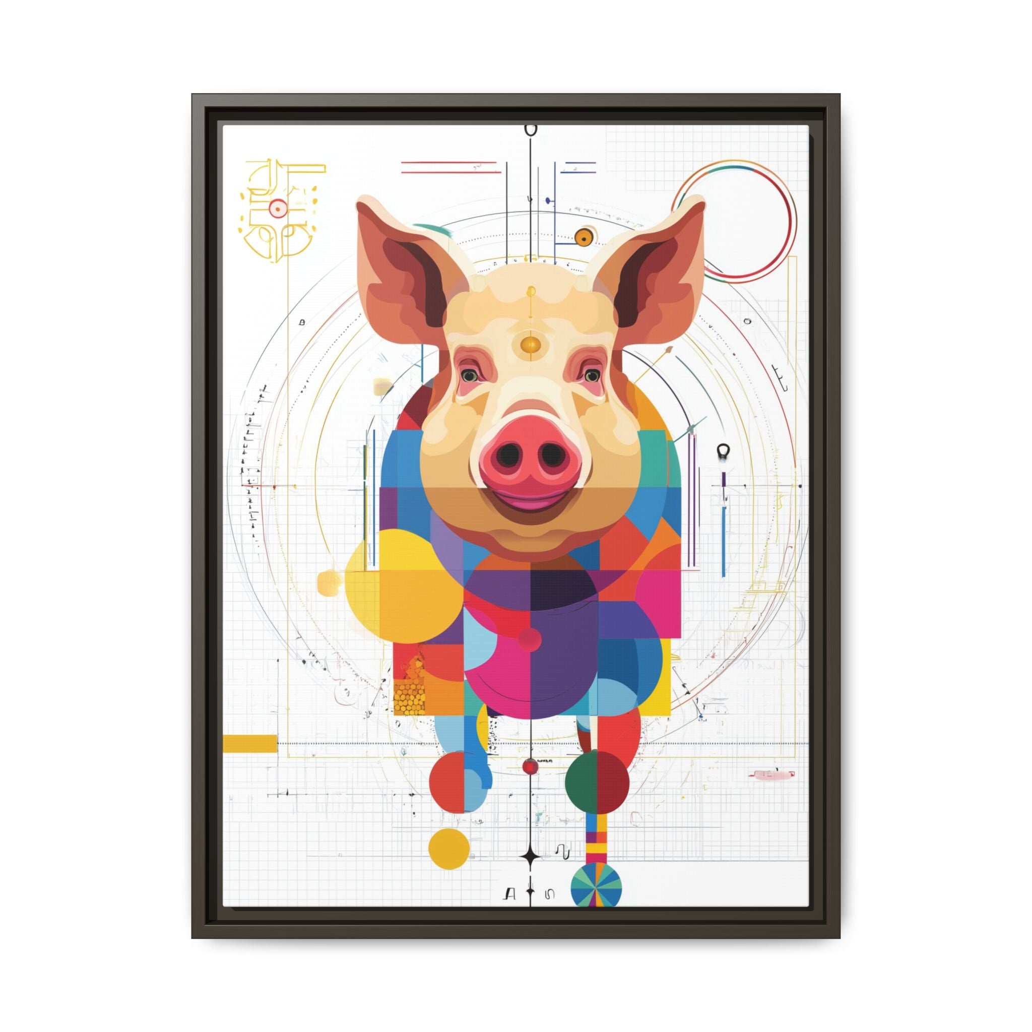 Geometric Pig: Digital Cubist Portrait, Mathematical Animal Abstraction   |    Custom Orders Available