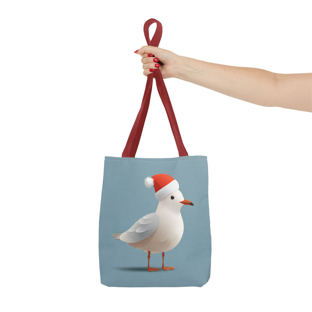Christmas Seagull Tote Bag, Holiday Shopping Bag, Eco-Friendly Gift Bag, Cute Coastal Accessories, Winter Tote for Bird Lovers