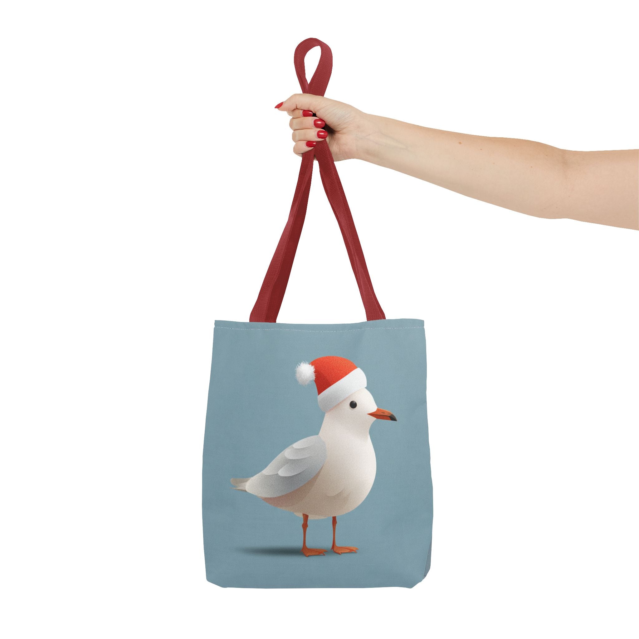 Christmas Seagull Tote Bag, Holiday Shopping Bag, Eco-Friendly Gift Bag, Cute Coastal Accessories, Winter Tote for Bird Lovers