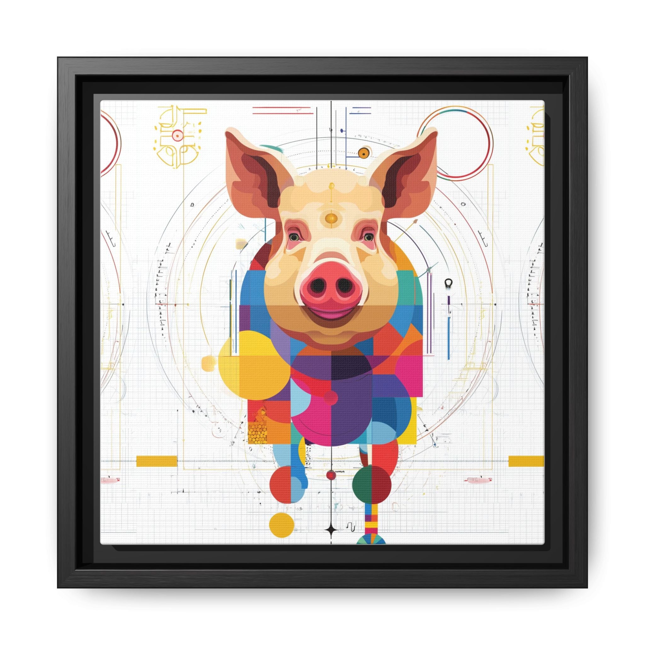 Geometric Pig: Digital Cubist Portrait, Mathematical Animal Abstraction   |    Custom Orders Available