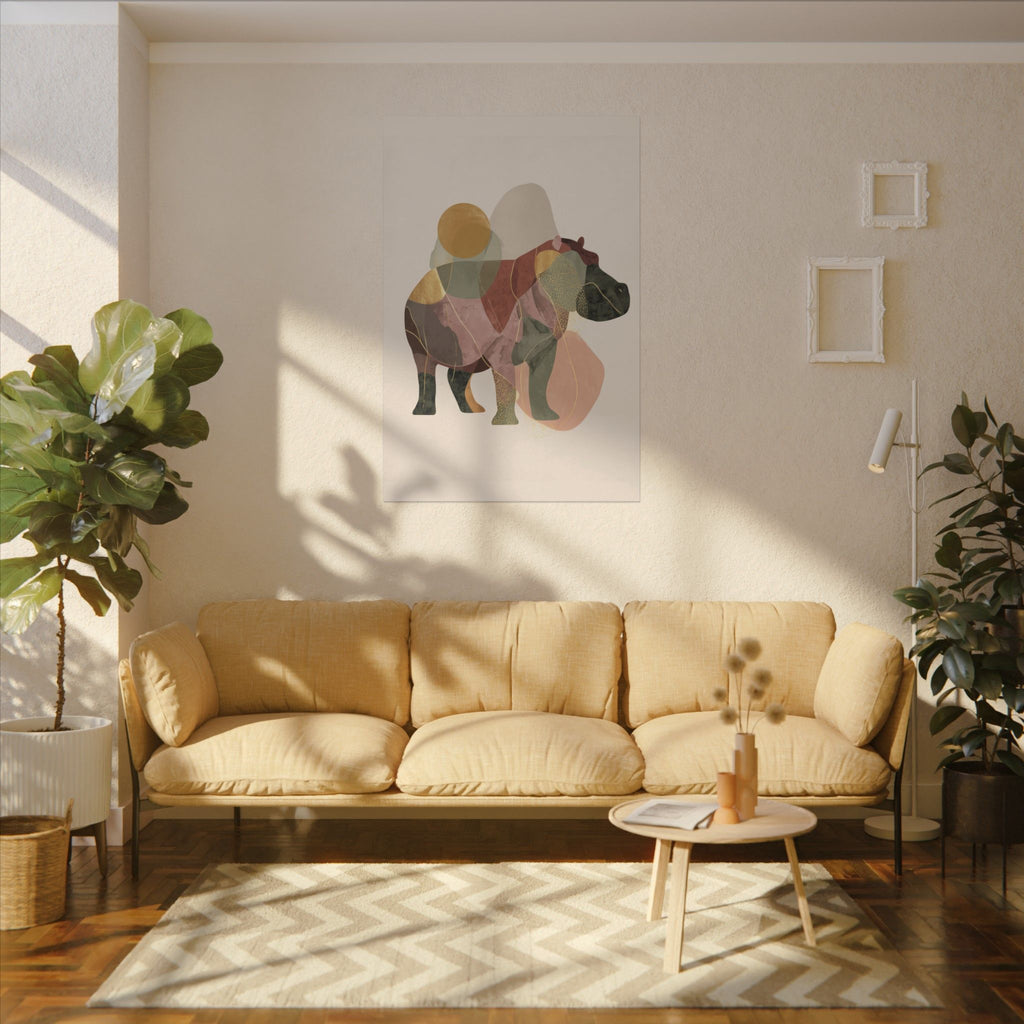 Geometric Hippo: Abstract Animal Art, Minimalist Pastel Composition   |    Custom Orders Available