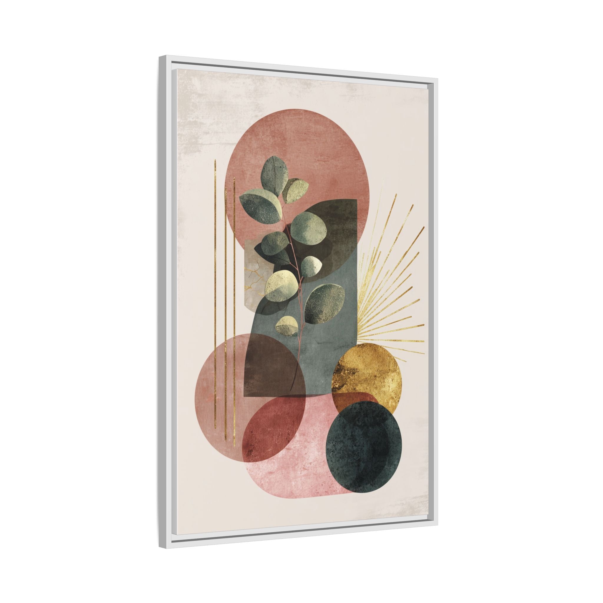 Botanical Geometric Symphony: Eucalyptus Harmony, Metallic Intersections, Modern Earth Tones   |   Custom Orders Accepted