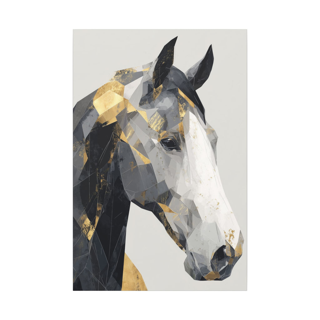 Fractal Equine: Geometric Horse Portrait, Digital Mosaic Artwork, Metallic Angular Design   |  Personalized & Custom Orders Available