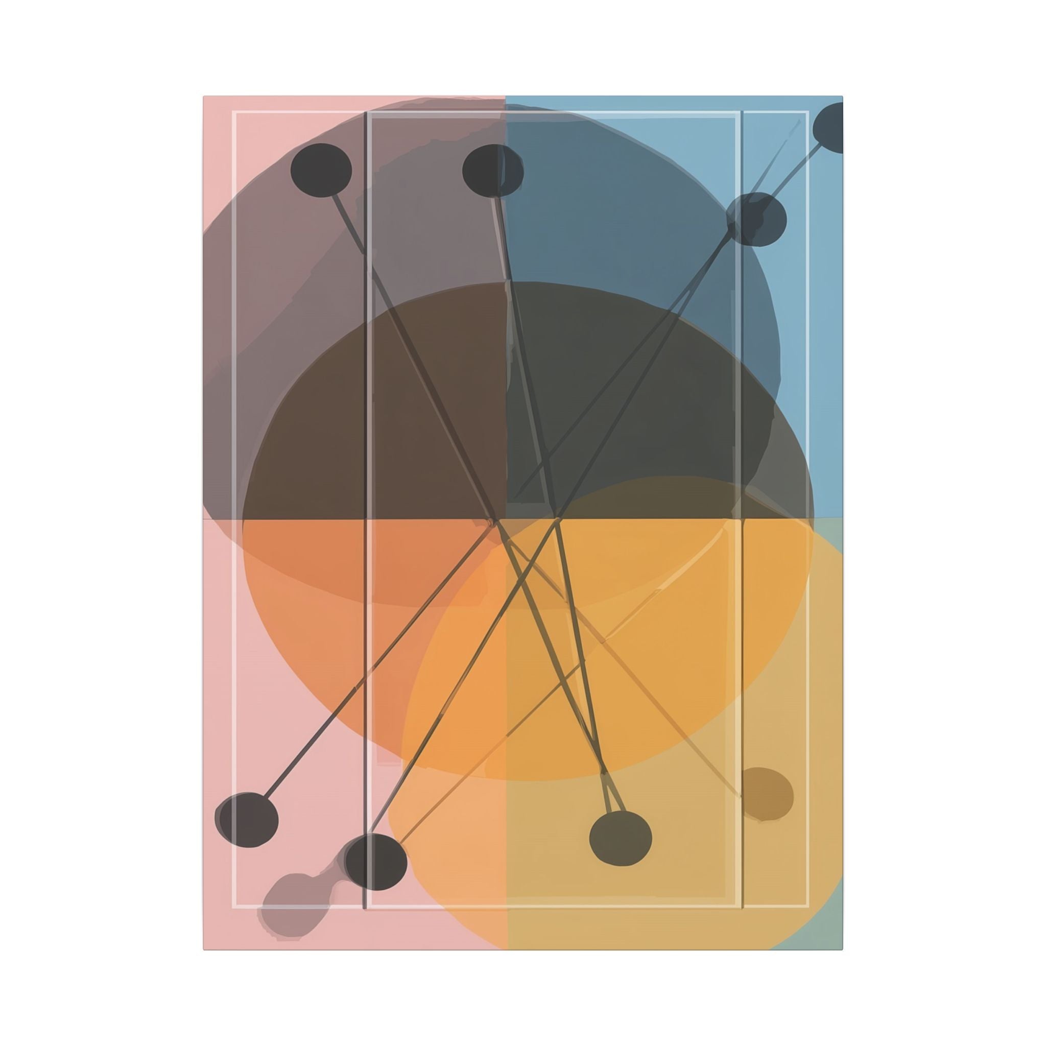 Interconnected Geometries: Pastel Circles in Motion, Mid-Century Modern Design, Abstract Bauhaus Composition   |   Custom Orders Accepted