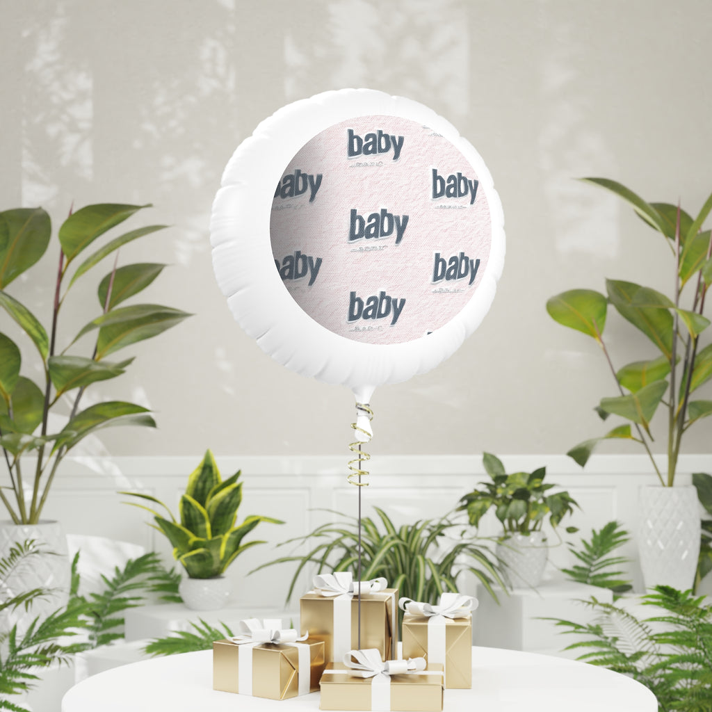 Baby Shower Mylar Balloon — Pink 'baby' Printed Helium Balloon