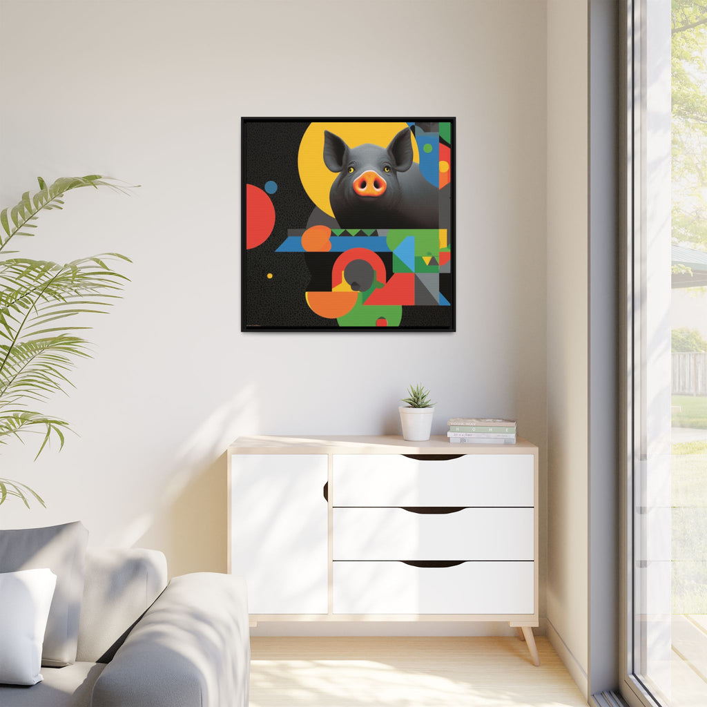Geometric Pig Poster: Abstract Graphic Design, Colorful Modernist Composition   |    Custom Orders Available