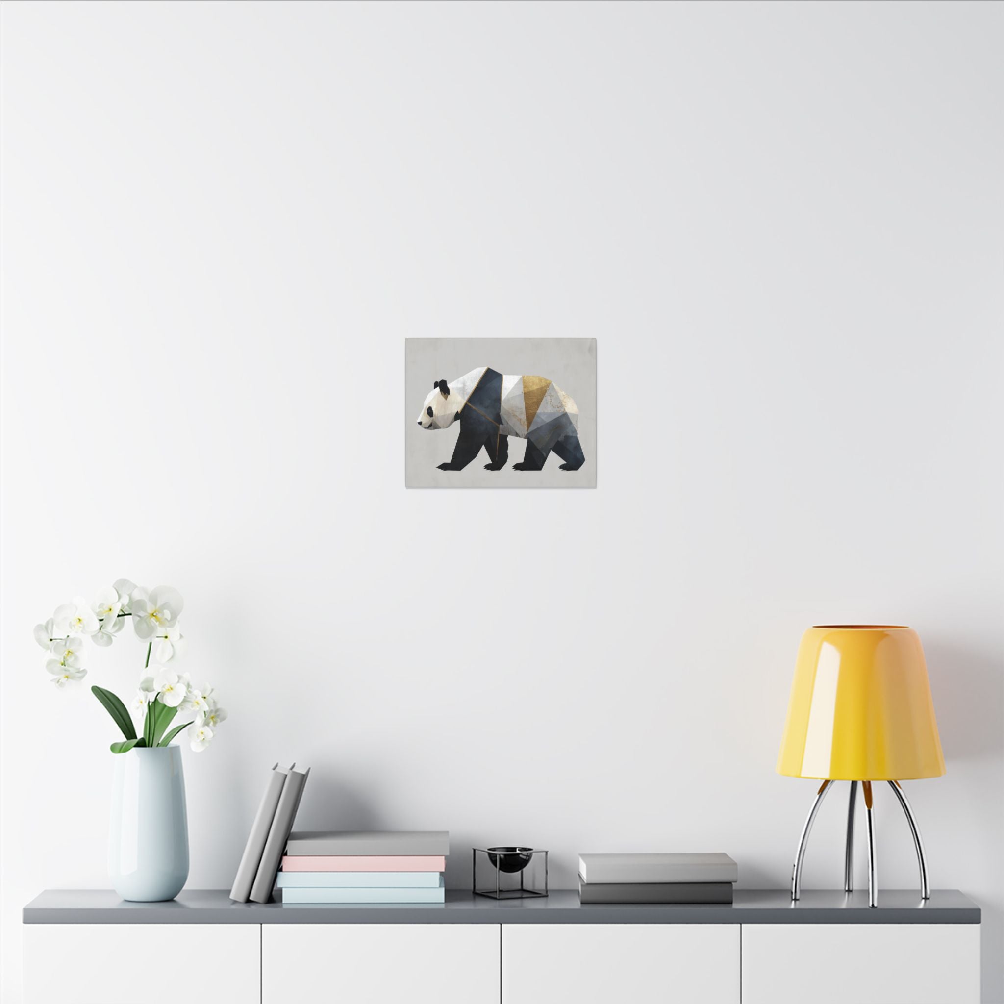 Geometric Panda Mosaic: Cubist Wildlife Art, Angular Polygon Design, Modern Metallic Illustration   |  Personalized & Custom Orders