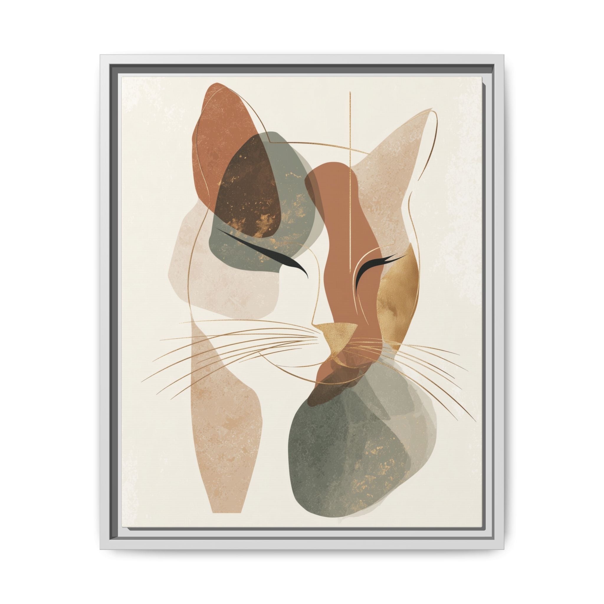 Feline Geometry: Abstract Cat Portrait, Minimalist Earth Tones   |  Personalized & Custom Orders Available