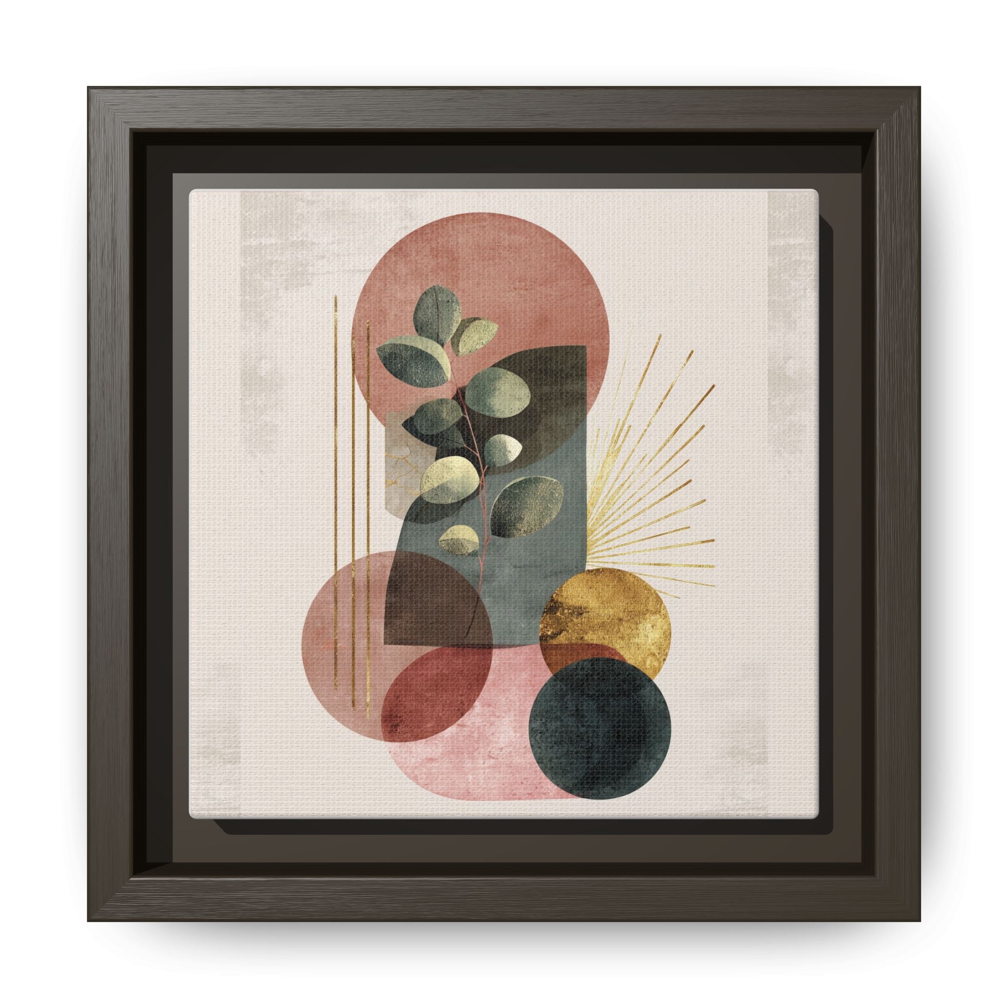 Botanical Geometric Symphony: Eucalyptus Harmony, Metallic Intersections, Modern Earth Tones   |   Custom Orders Accepted