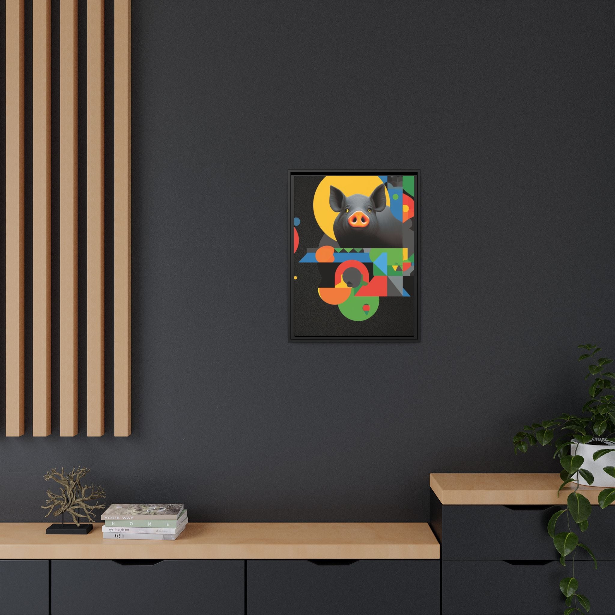 Geometric Pig Poster: Abstract Graphic Design, Colorful Modernist Composition   |    Custom Orders Available