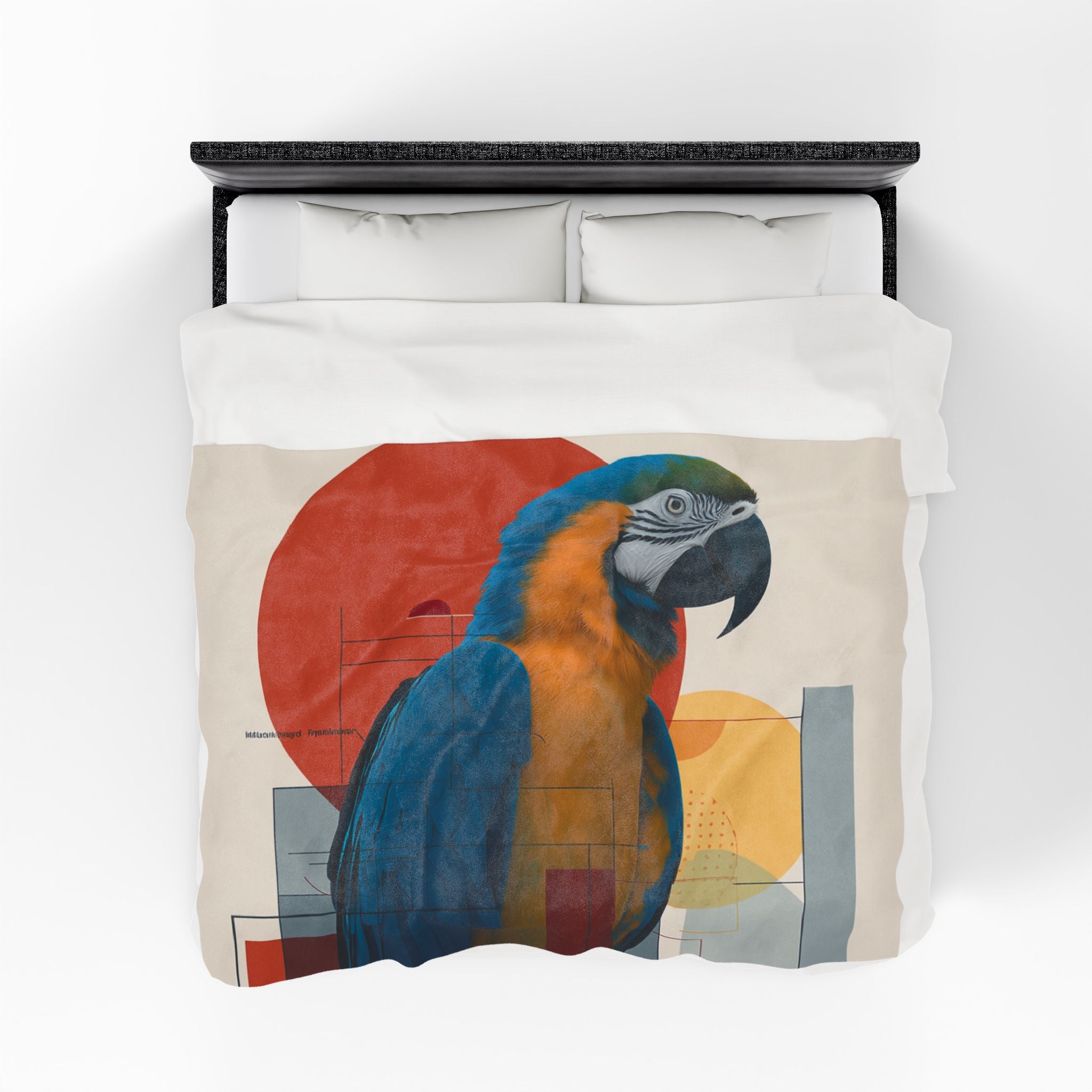 Geometric Macaw Quilt Cover, Doona Cover, Duvet : Modernist Avian Portrait, Constructivist Design   |    Custom Orders Available