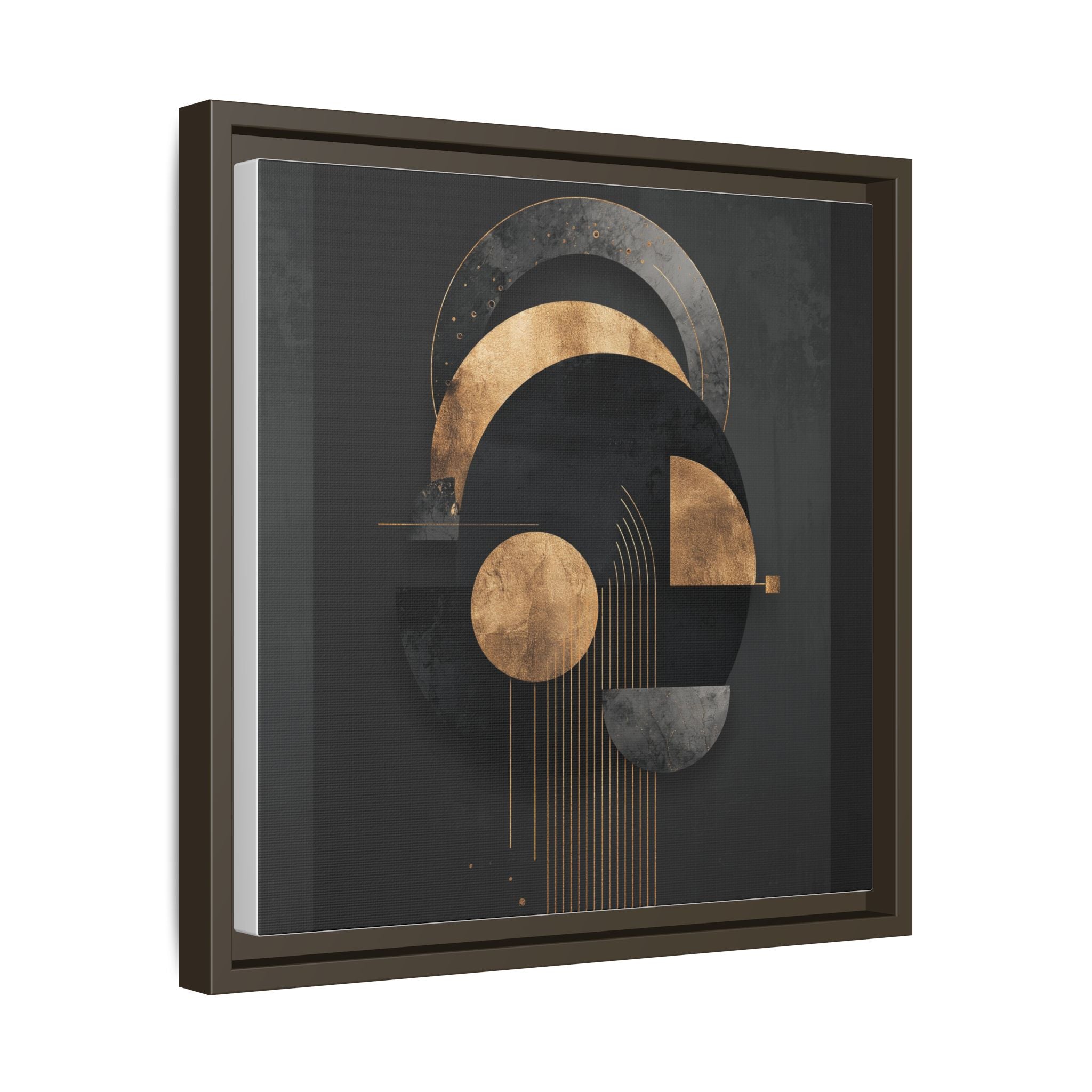 Geometric Resonance: Abstract Gold and Black Design, Minimalist Architectural Art, Modern Metallic Composition   |   Custom Orders Accepted