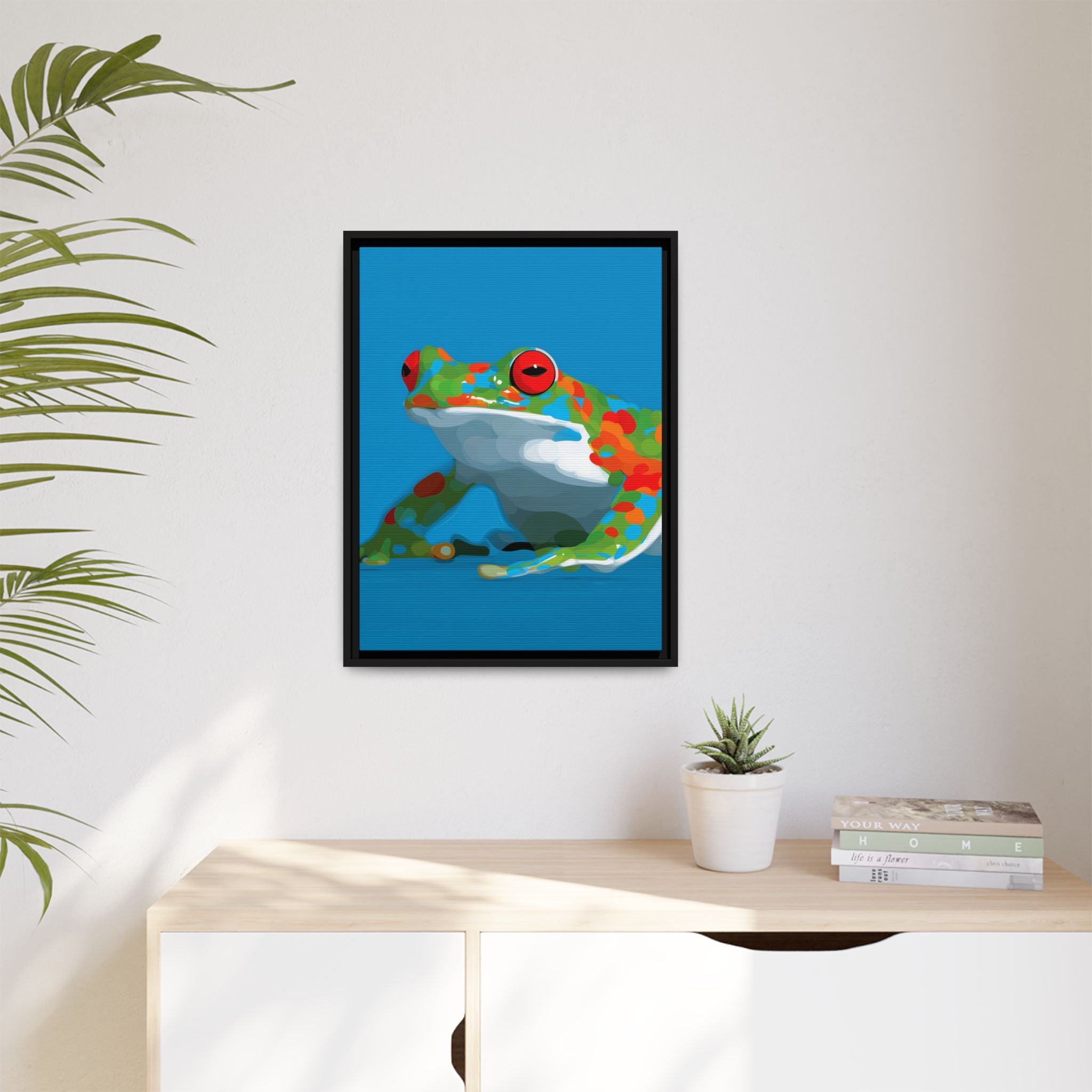Chromatic Amphibian Framed Print : Mosaic Frog Vector Art, Modern Wildlife Illustration   |  Personalized & Custom Orders Available