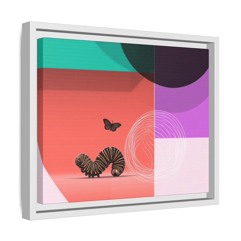 Striped Caterpillar and Butterfly Framed Print , Mid-Century Modern Color Blocks   |  Personalized & Custom Orders Available
