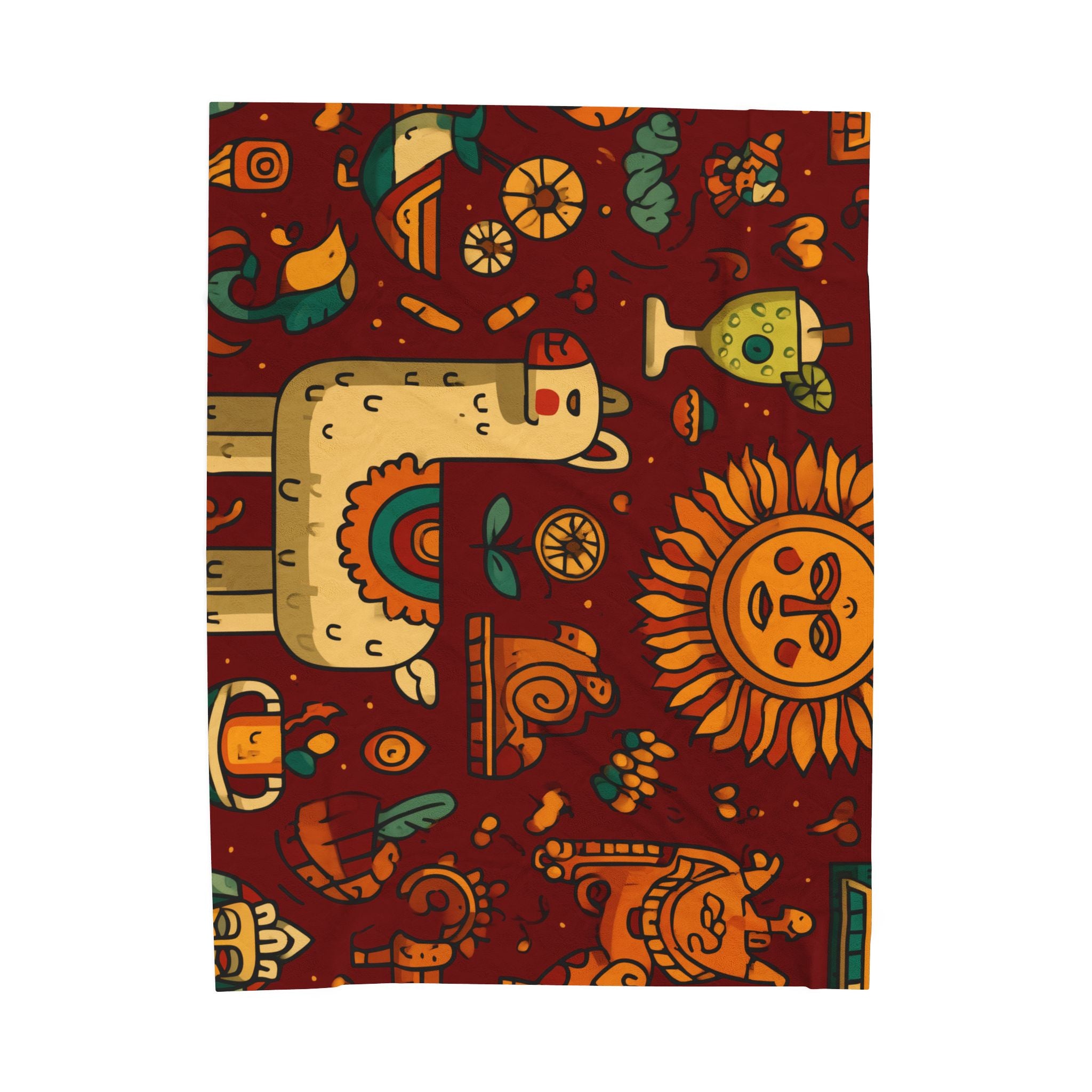 Colorful Llama Peruvian Cusco Plush Blanket, Cozy Home Decor, Unique Gift for Kids, Mexican Fiesta Theme, Perfect for Snuggling