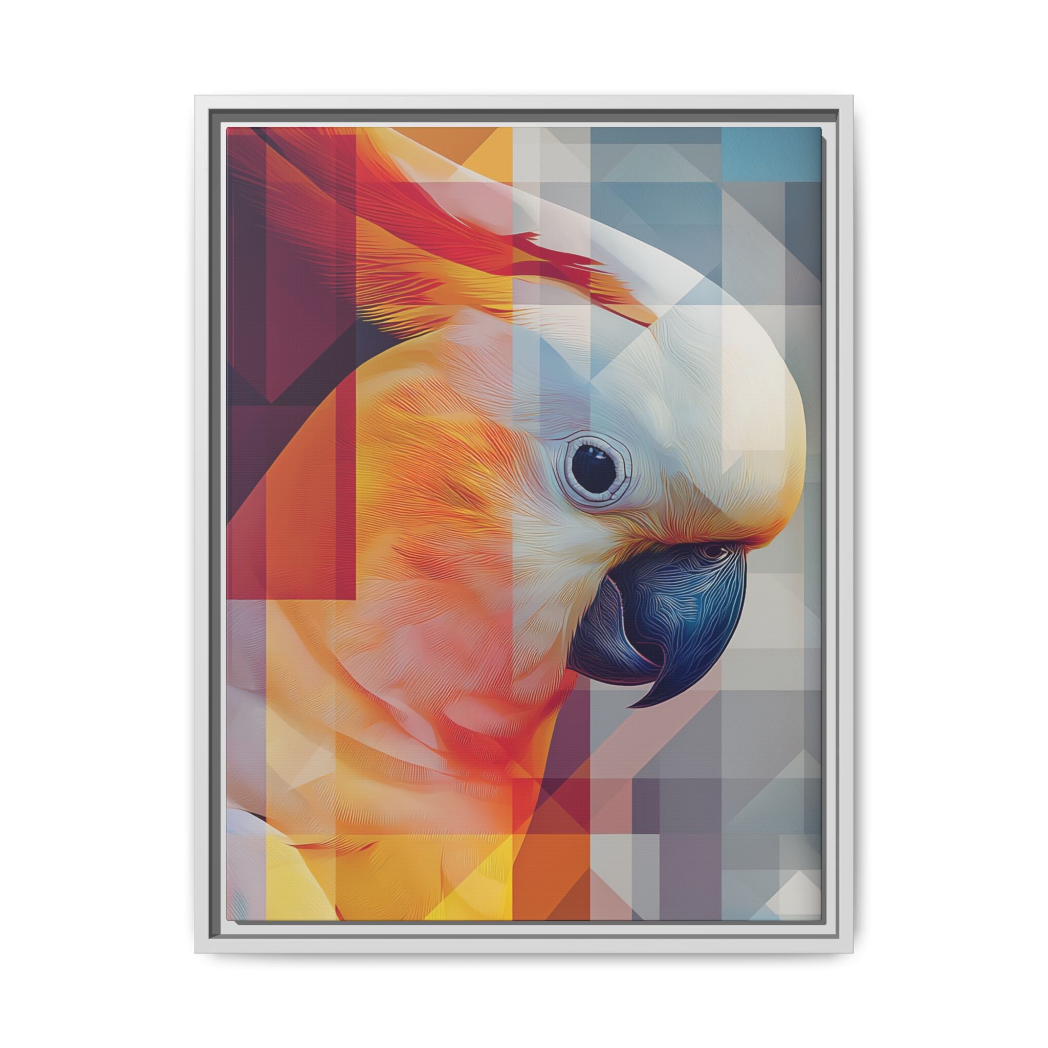 Prismatic Plume: Geometric Parrot Portrait, Digital Mosaic Abstraction   |    Custom Orders Available