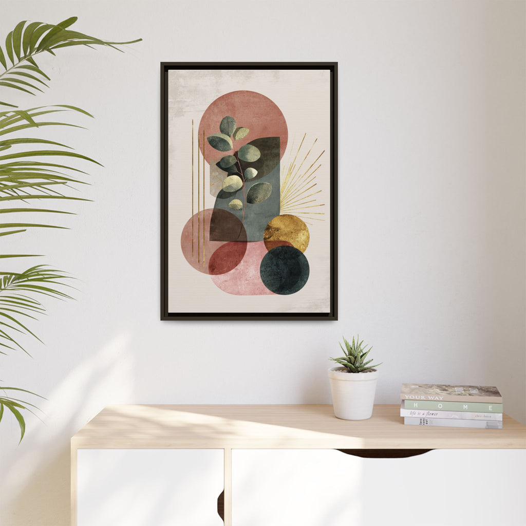 Botanical Geometric Symphony: Eucalyptus Harmony, Metallic Intersections, Modern Earth Tones   |   Custom Orders Accepted