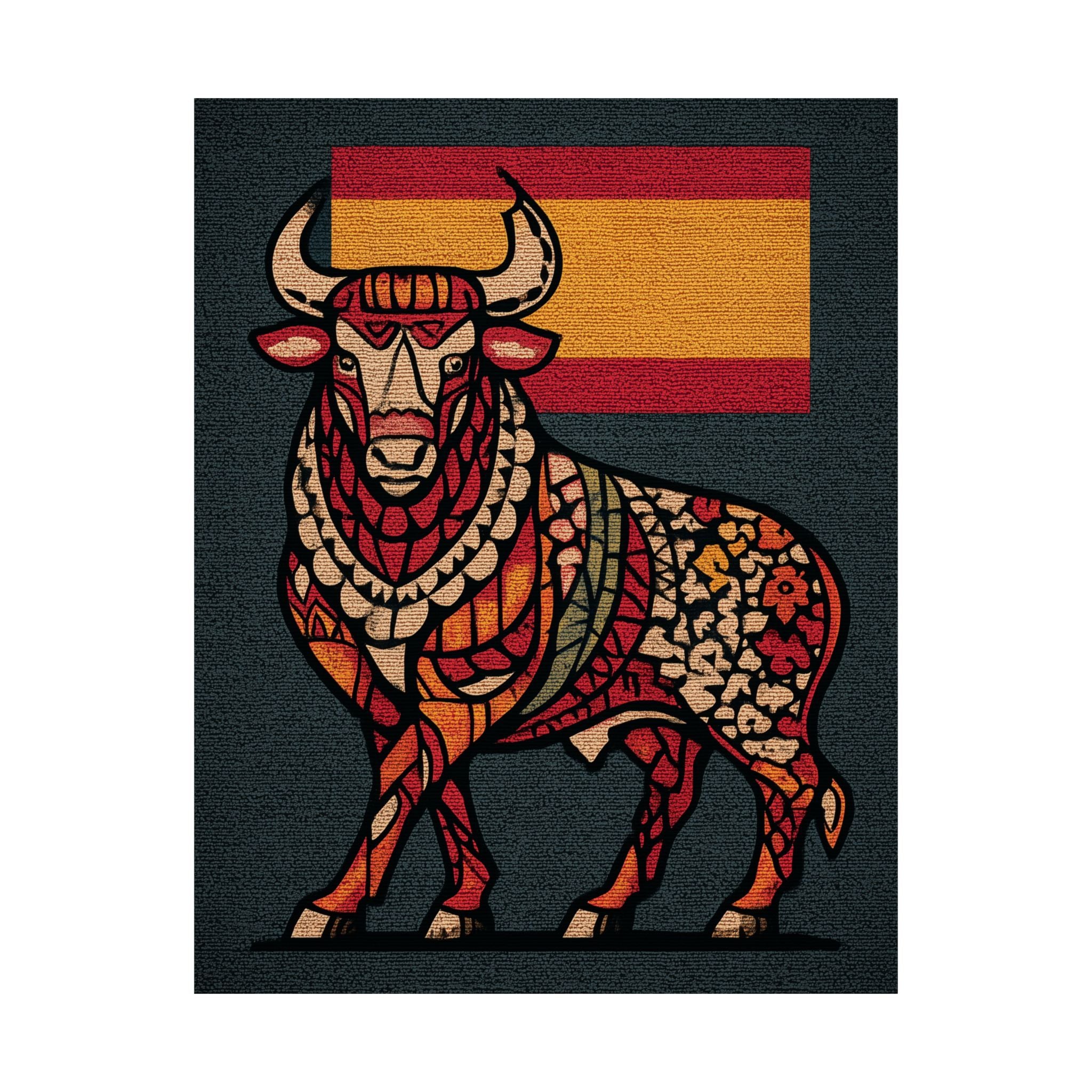 Vibrant Spanish Bull Poster, Colorful Art Print, Unique Wall Decor, Home Decoration, Gift for Art Lovers, Celebratory Decor