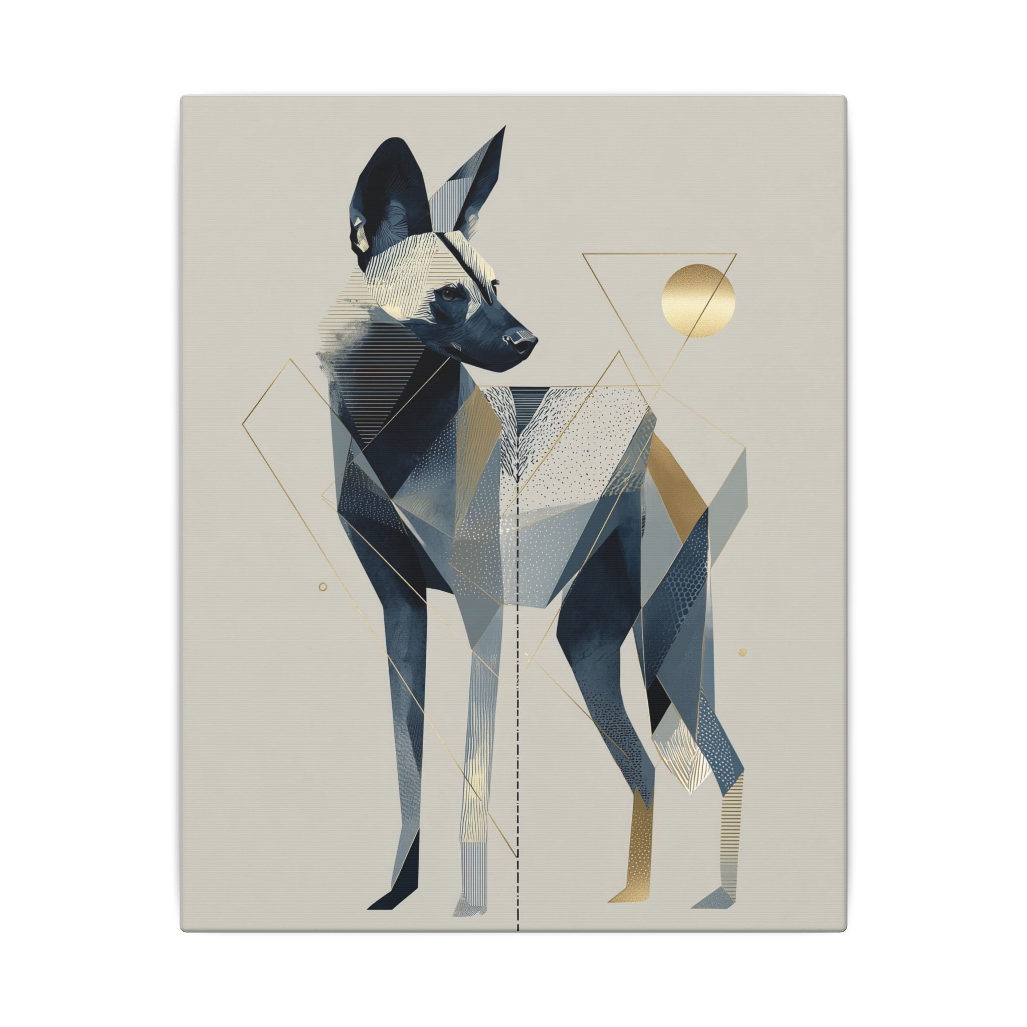 Geometric Canine: Abstract Dog Portrait, Modern Graphic Design, Metallic Blue Composition   |  Personalized & Custom Orders Available