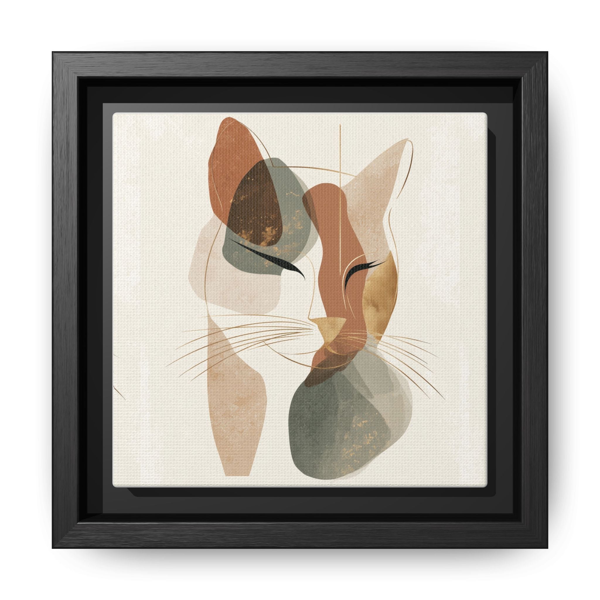 Feline Geometry: Abstract Cat Portrait, Minimalist Earth Tones   |  Personalized & Custom Orders Available