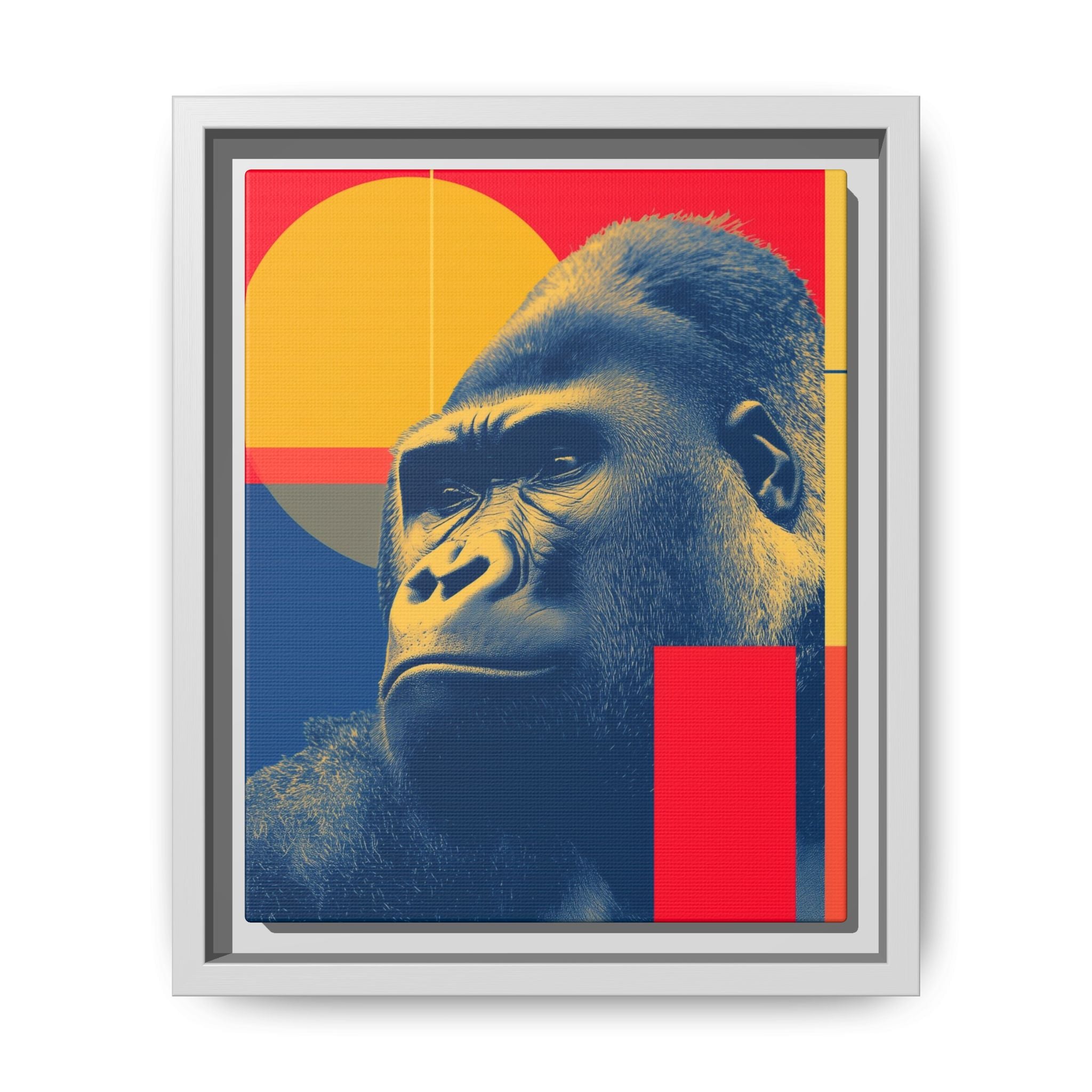 Primal Geometry: Gorilla Portrait in Blue and Yellow, Pop Art Graphic Design   |  Personalized & Custom Orders Available