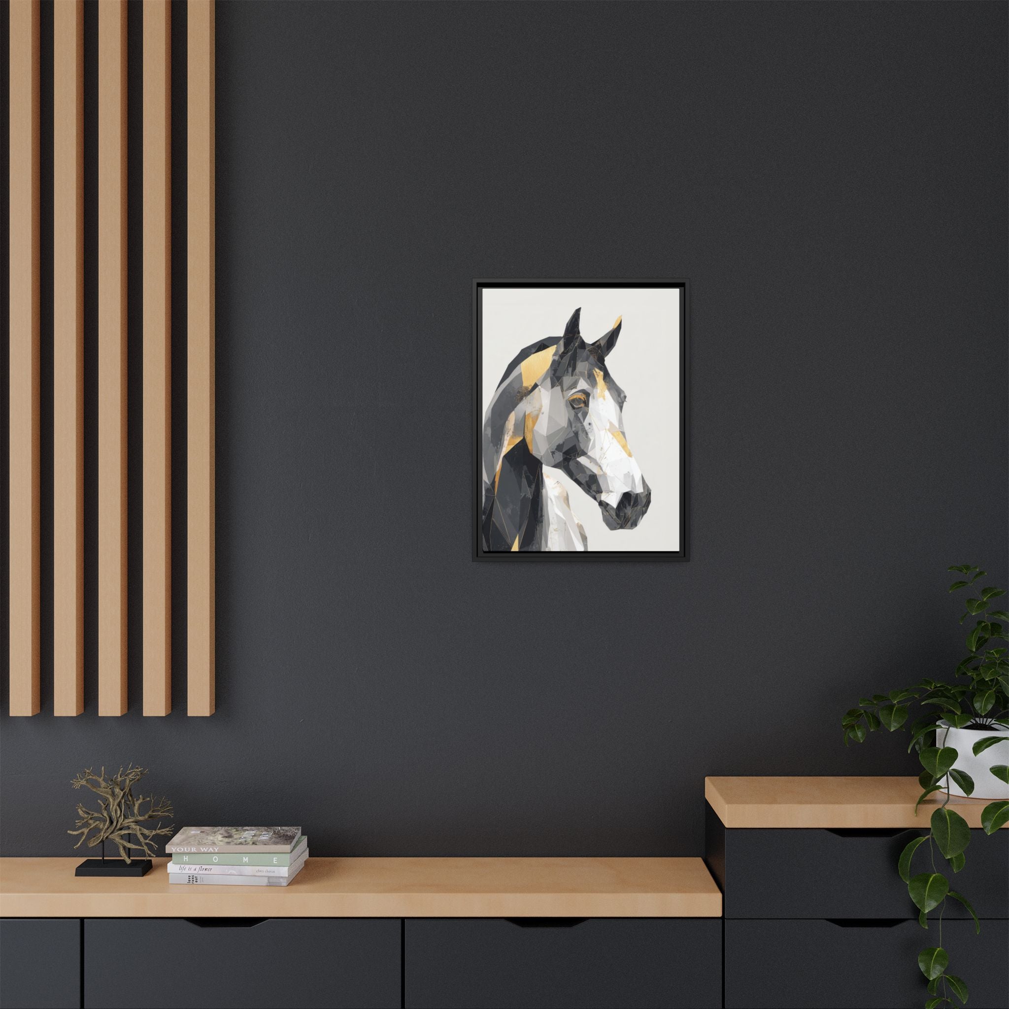 Geometric Equine Framed Print : Polygonal Horse Portrait, Modern Abstract Geometric Art   |  Personalized & Custom Orders Available
