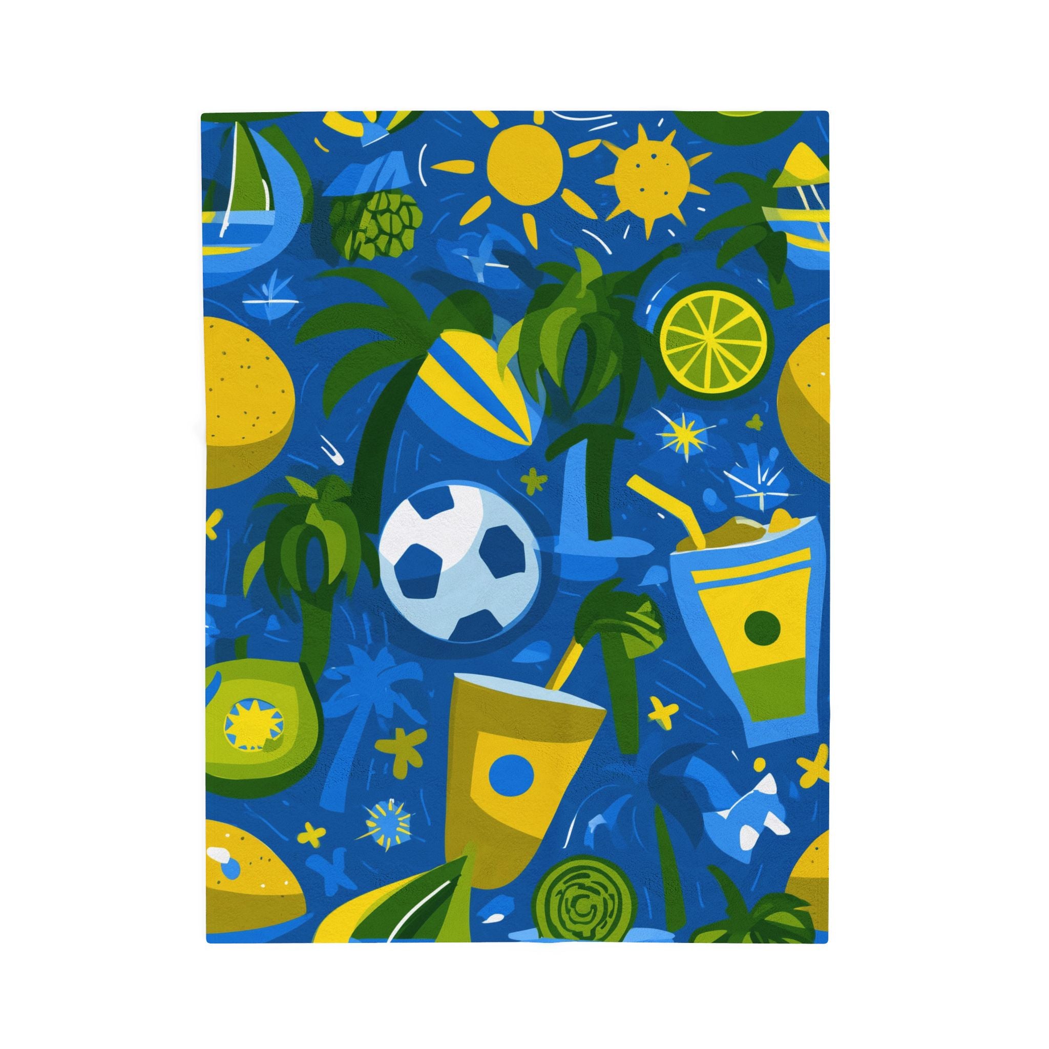 Brazil Summer Bliss Quilt Doona Duvet Cover : Tropical Paradise Vibes, Graphic Design Sunshine Illustration   |   Custom Orders Accepted