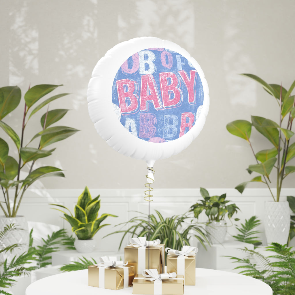Baby Shower Mylar Balloon — 'Baby' Chalkboard Pattern Helium Balloon
