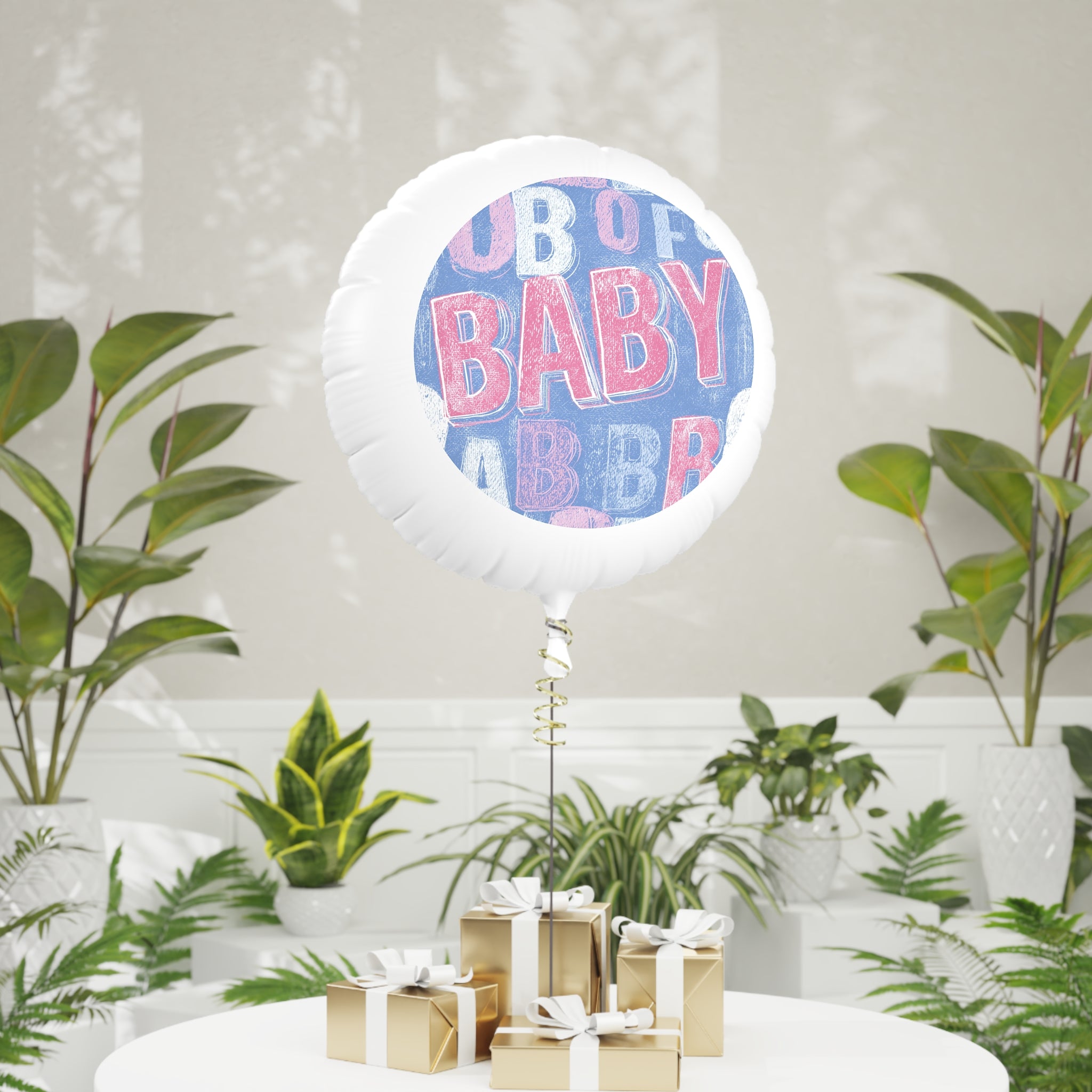 Baby Shower Mylar Balloon — 'Baby' Chalkboard Pattern Helium Balloon