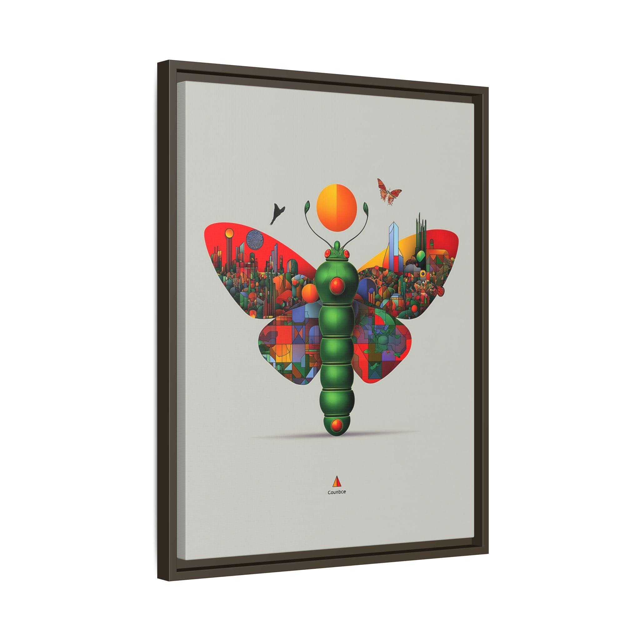 Urban Metamorphosis Framed Print: Geometric Cityscape Butterfly, Digital Surrealism Collage   |  Custom Orders Available