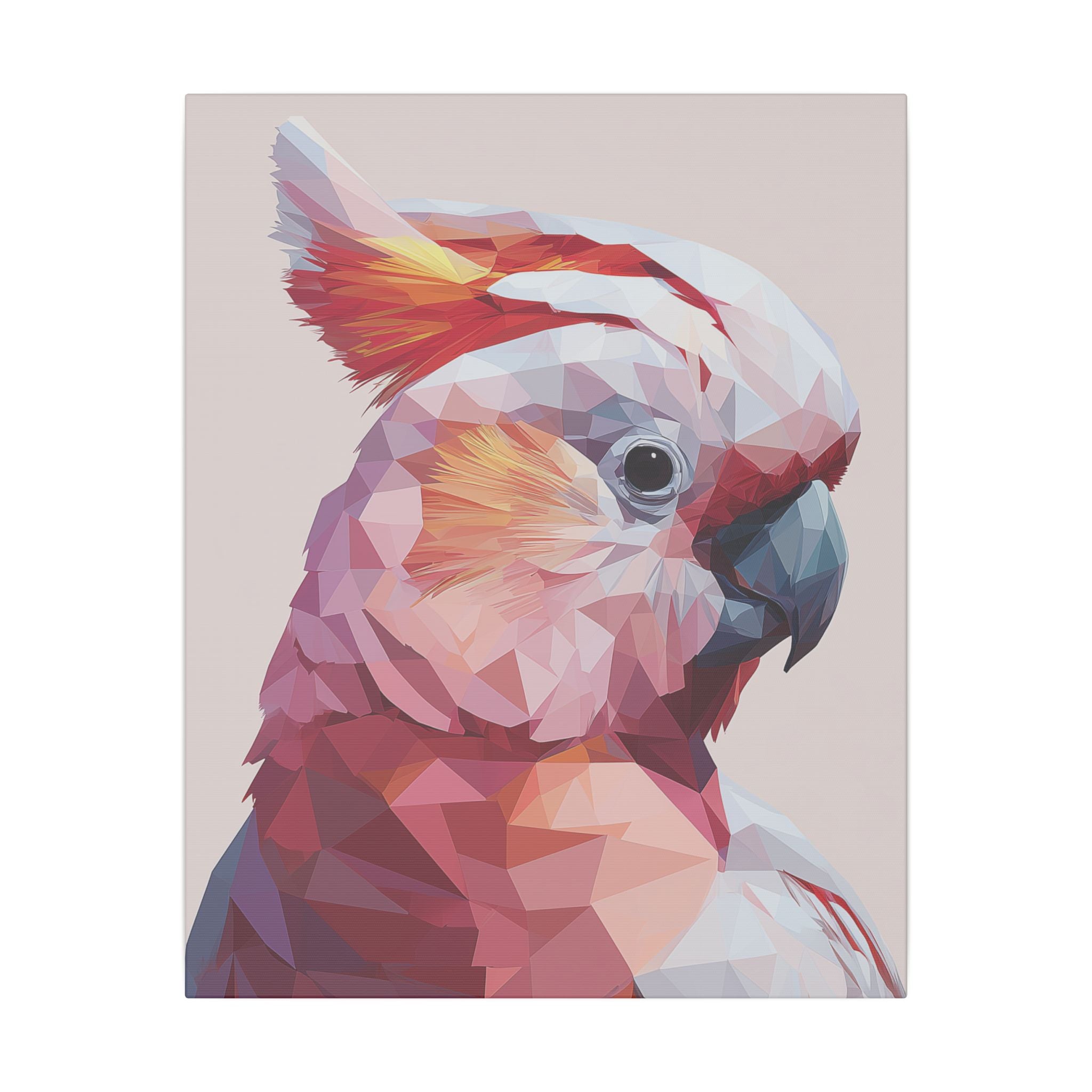 Polygonal Parrot: Low-Poly Digital Art, Geometric Cockatoo Portrait   |    Custom Orders Available