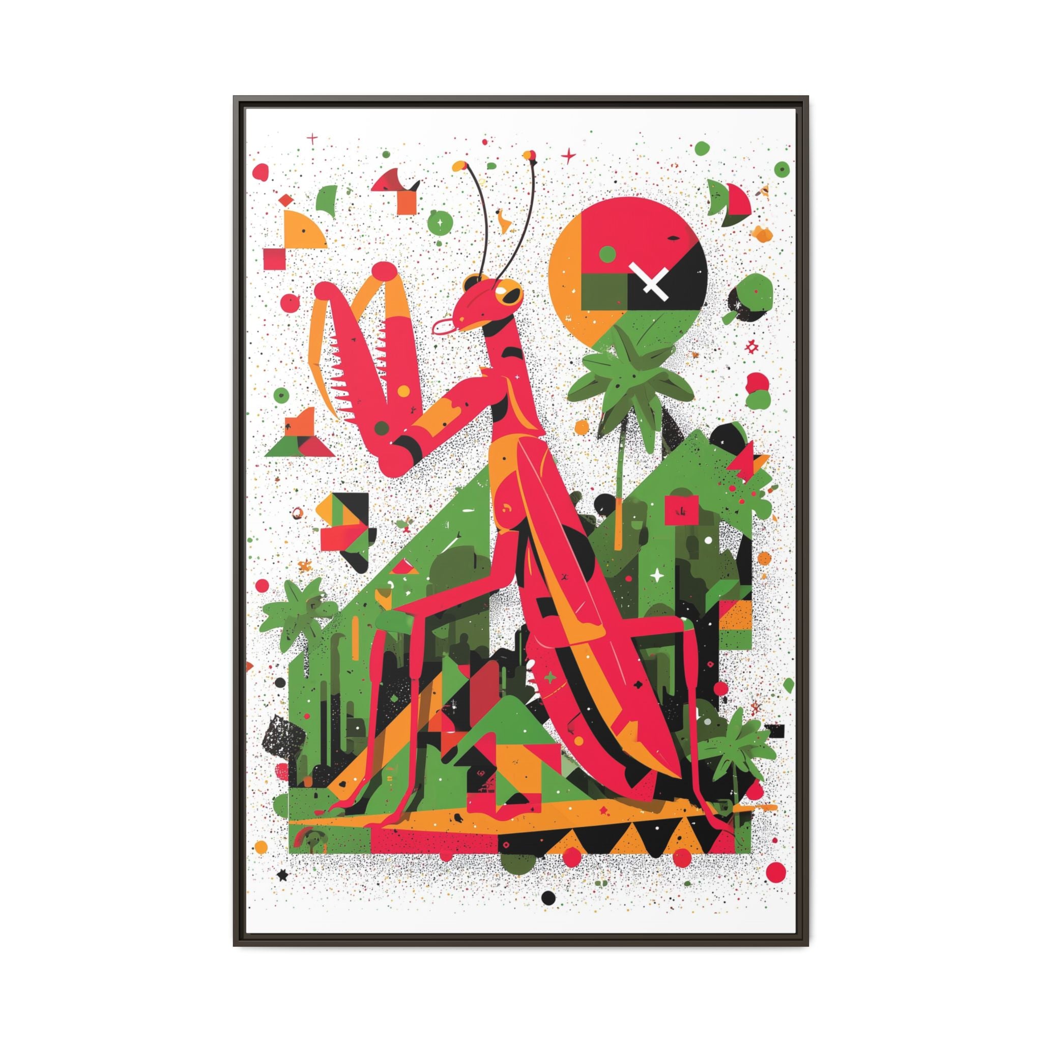 Praying Mantis in Bloom: Geometric Insect Portrait, Abstract Digital Illustration   |    Custom Orders Available