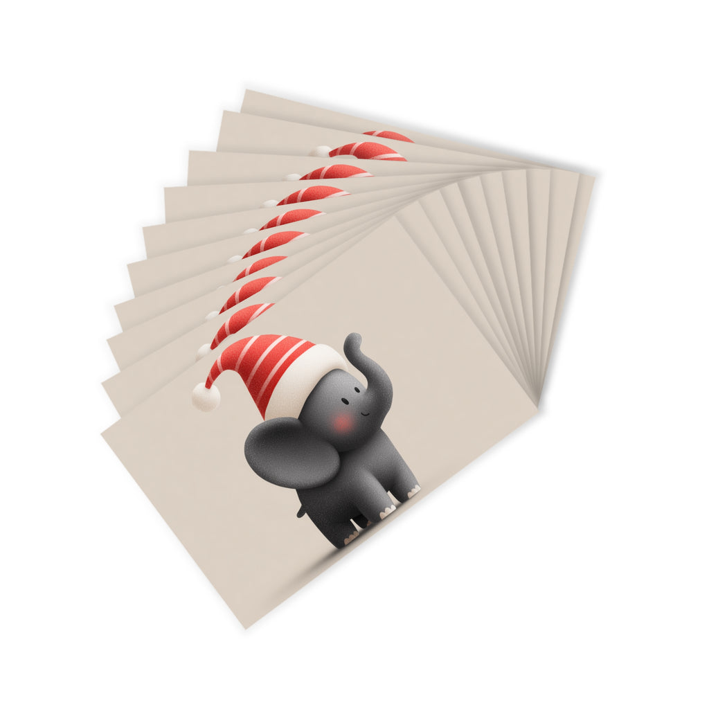 Cute Animals Festive Postcard Set - 10pcs of Holiday Cheer, Christmas Cards, Cute Elephant Designs, Fun Greetings for All Occasions