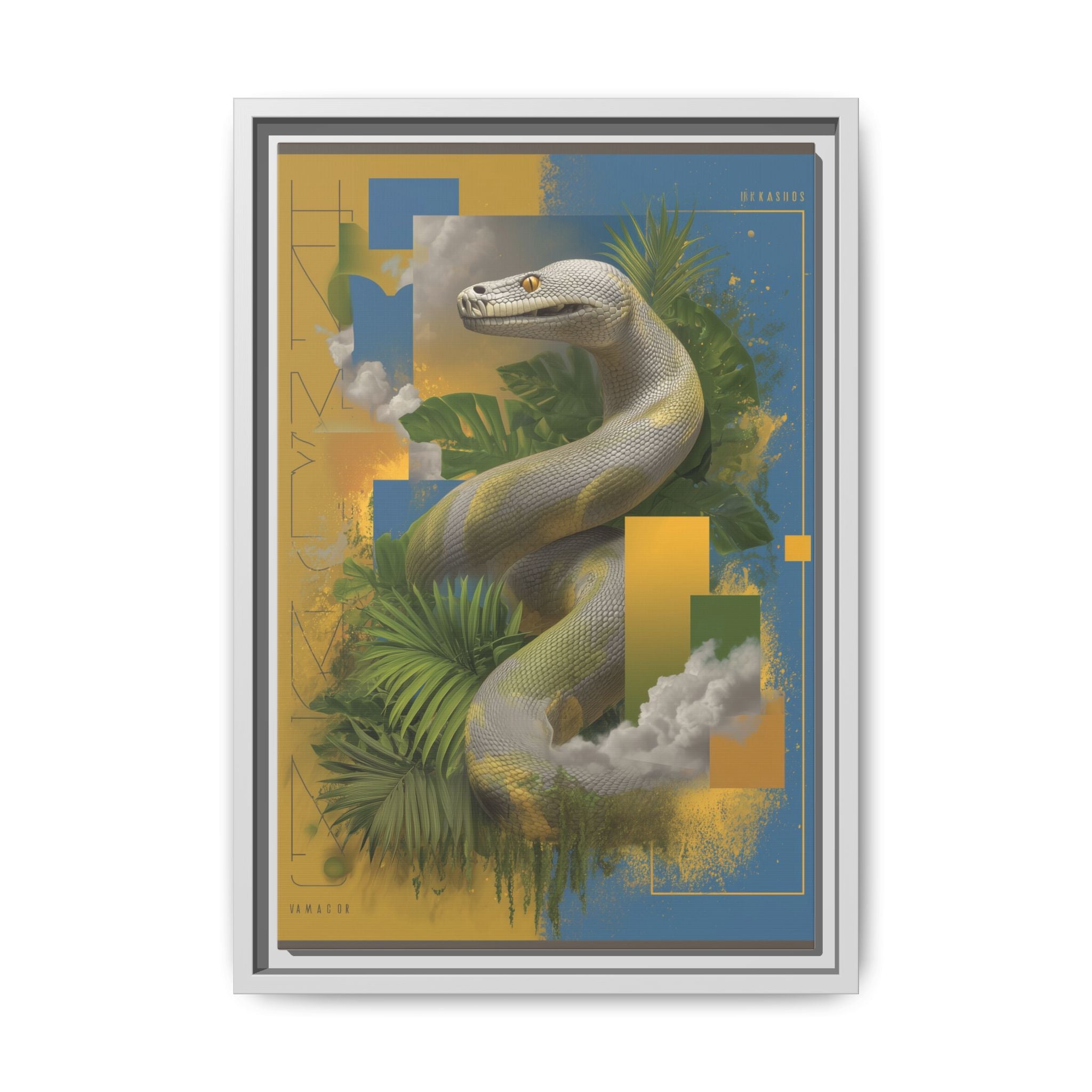 Serpent of Surreal Geometries: Tropical Hyperrealism, Digital Snake Illustration   |    Custom Orders Available