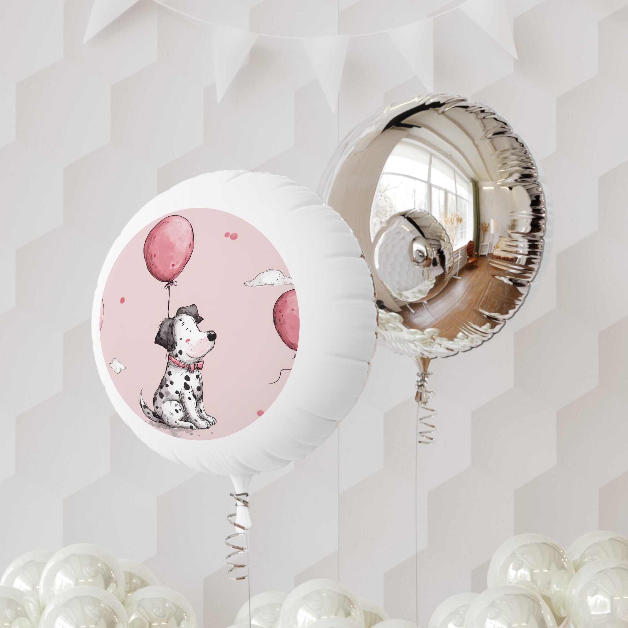 Dalmatian Puppy Balloon — Cute Pink Mylar Helium Balloon (Dog Party, Baby Shower, Birthday)
