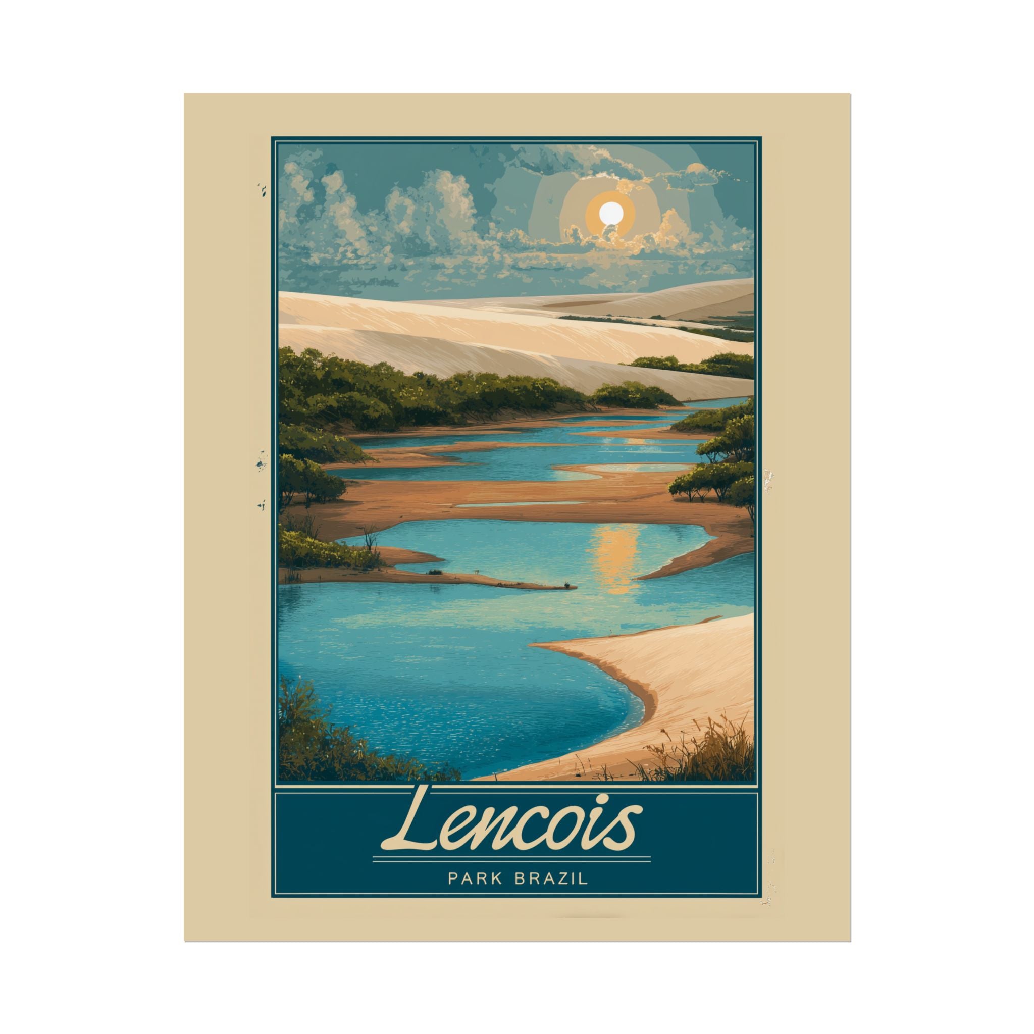 Lencois Paradise: Brazilian River Landscape, Vintage Travel Poster Style   |    Custom Orders Available