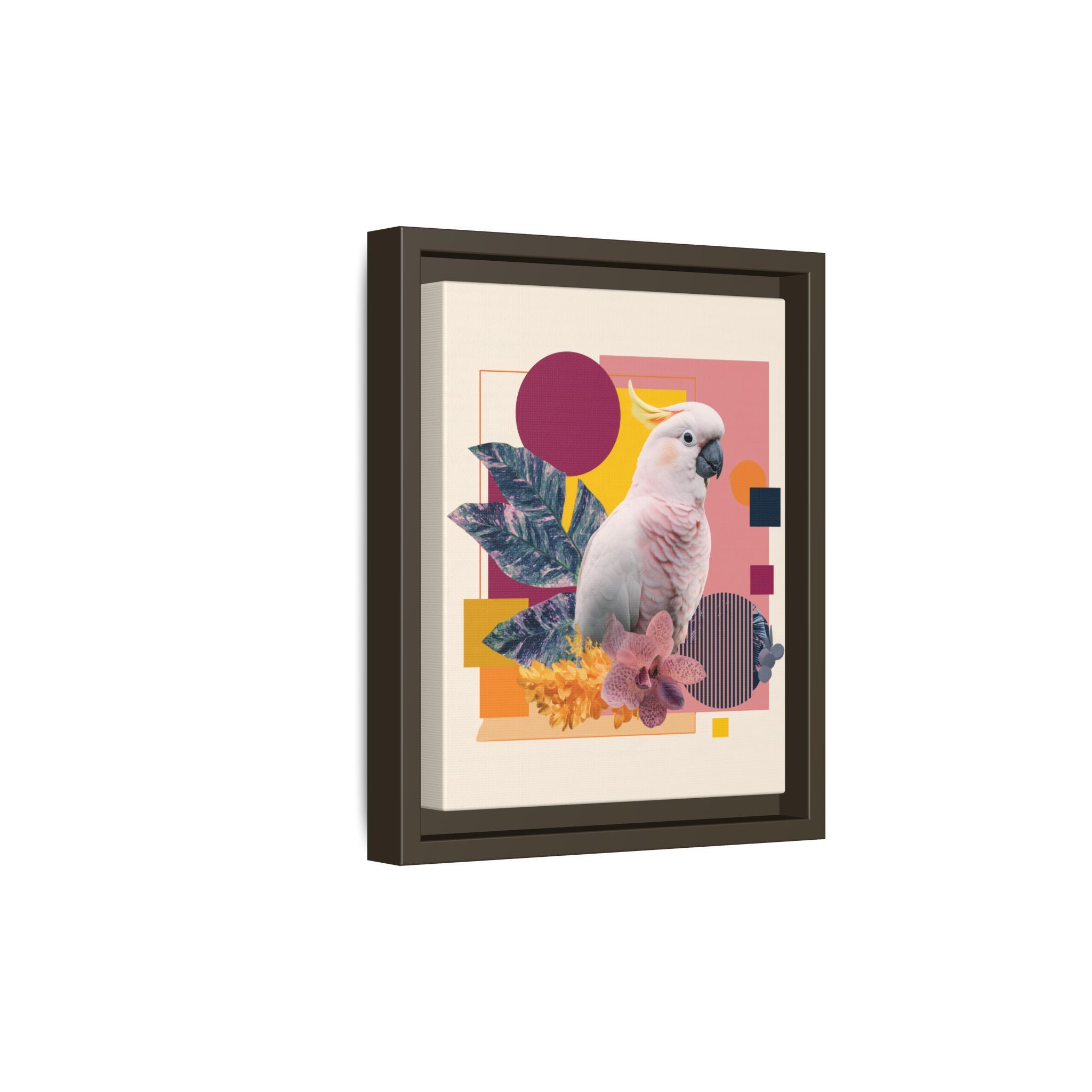 Cockatoo Geometric Framed Print : Tropical Digital Collage, Modern Abstract Design   |  Personalized & Custom Orders Available