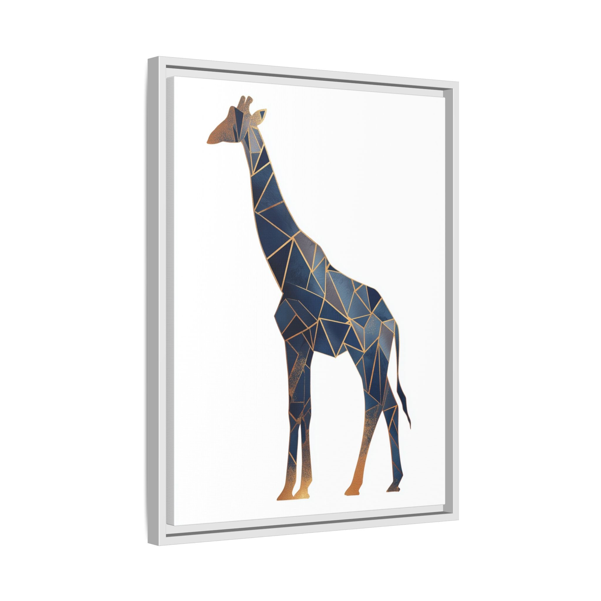 Geometric Giraffe Framed Print : Faceted Blue Mosaic, Modern Wildlife Art   |  Personalized & Custom Orders Available