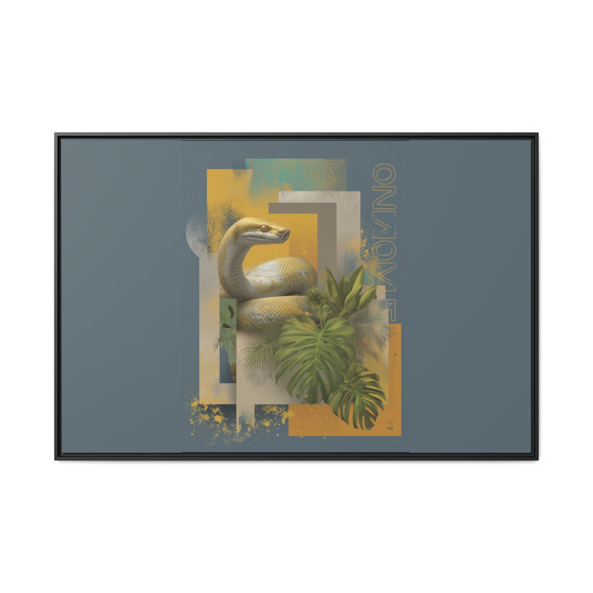 Serpent in Geometry: Tropical Albino Snake Portrait, Modern Botanical Illustration   |    Custom Orders Available