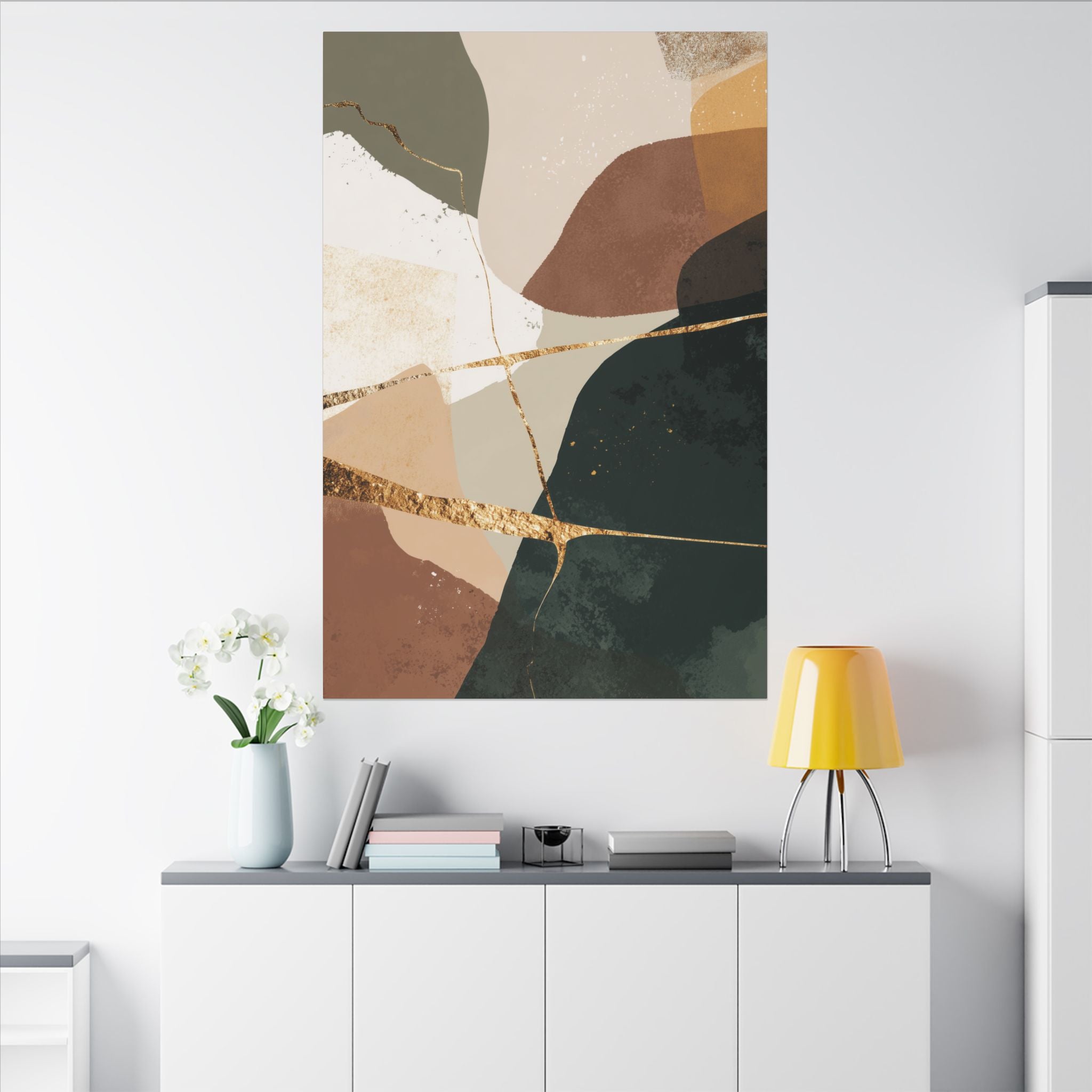 Canvas Print, Abstract Earthy Gold Wall Art, Modern Designer Home Decor, Stretched Matte Canvas; Thick, Multi-Size, Office Decor