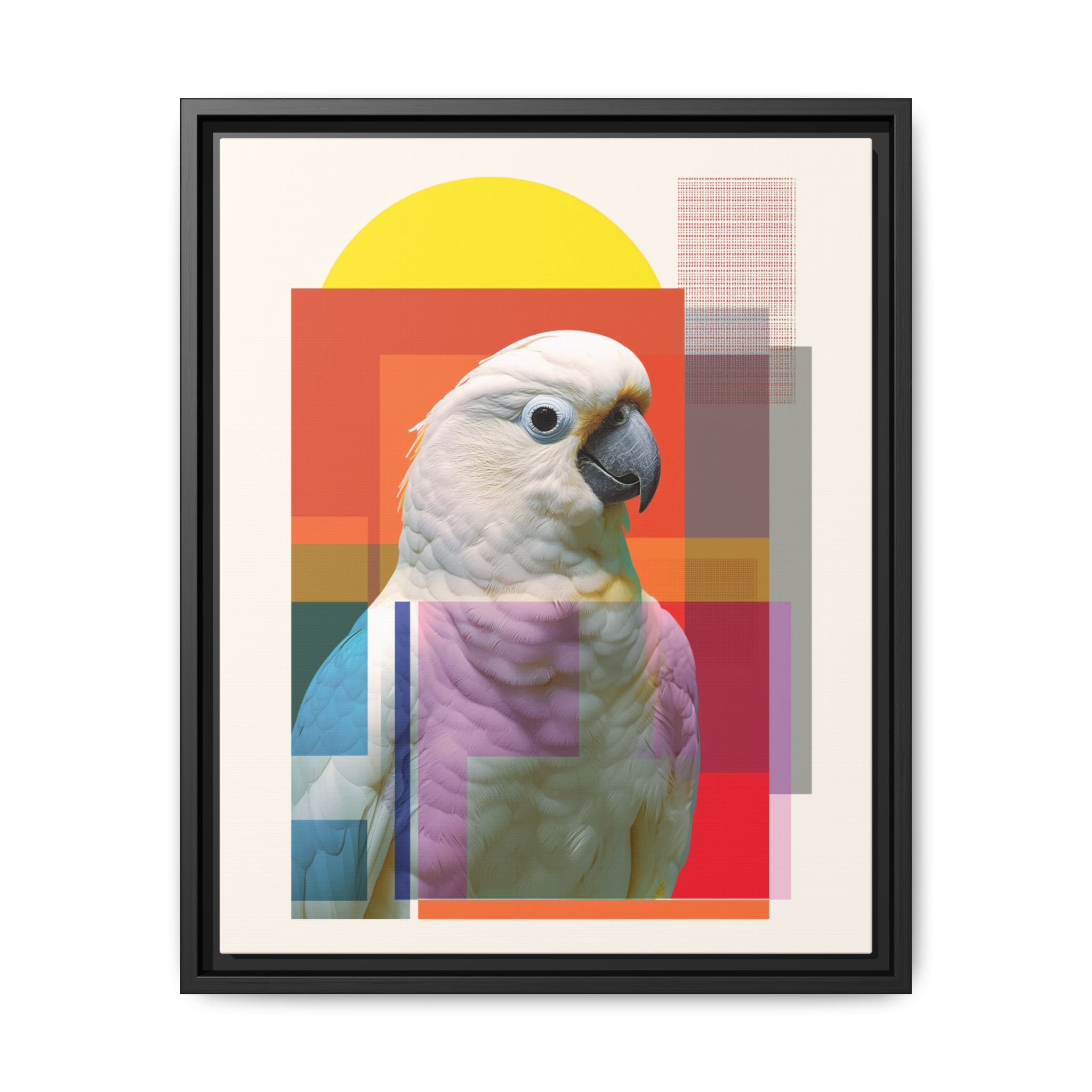 Cockatoo Chromatics Framed Print: Geometric Wildlife Portrait, Contemporary Art Print   |  Personalized & Custom Orders Available