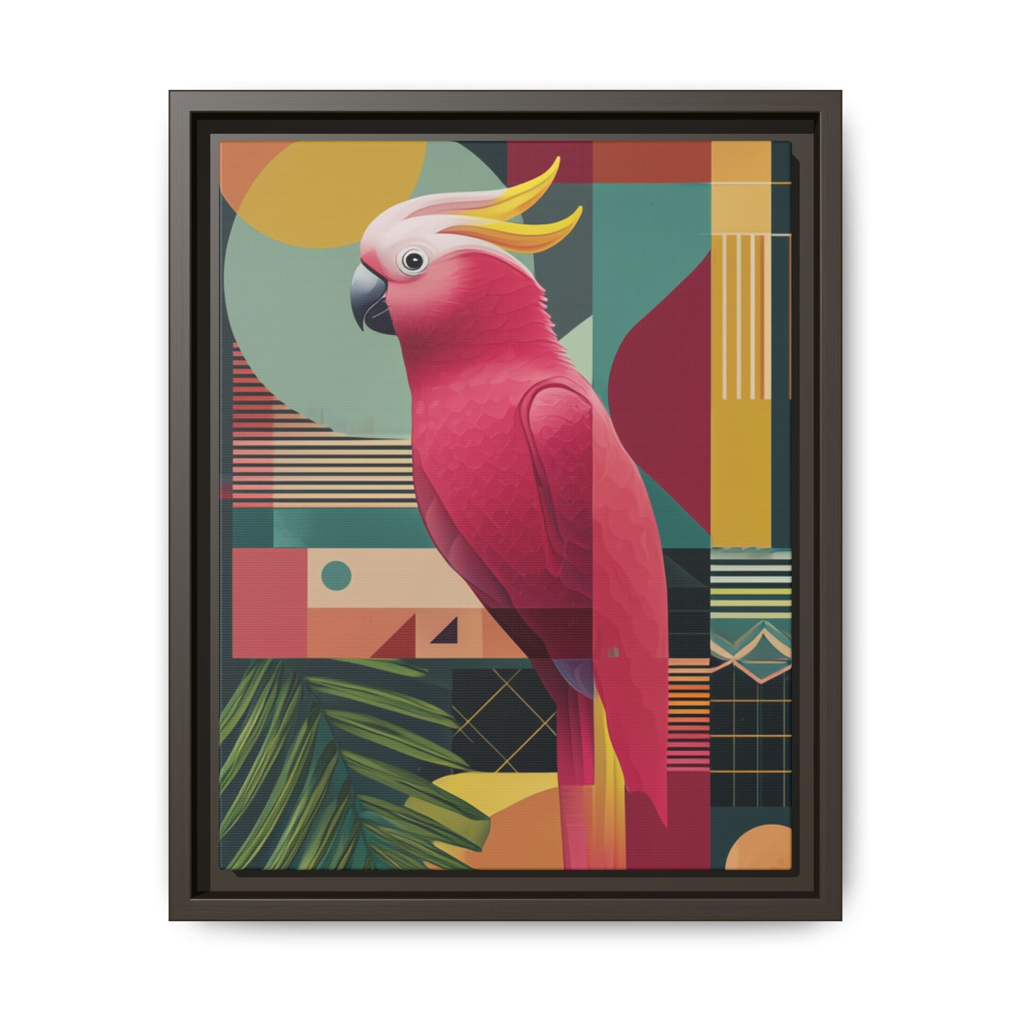 Geometric Cockatoo Framed Print: Mid-Century Modern Bird Art, Contemporary Graphic Print   |  Personalized & Custom Orders Available