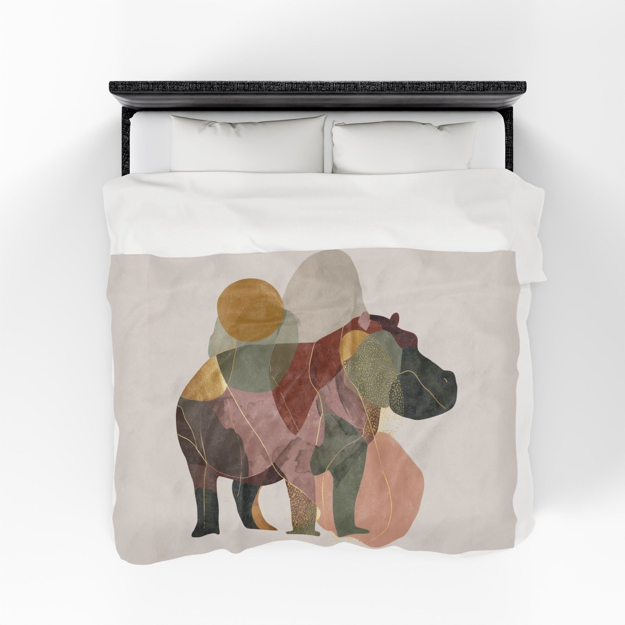 Geometric Hippo: Abstract Animal Art, Modern Cubist Style   |    Custom Orders Available