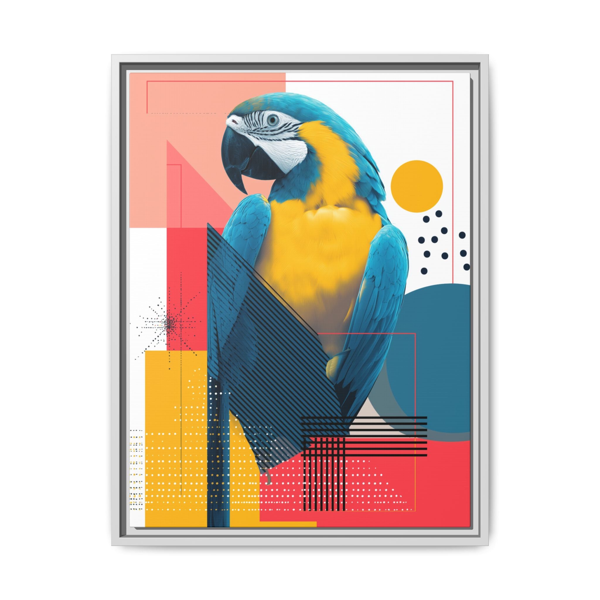 Macaw in Geometry: Vibrant Wildlife Digital Art, Modernist Design Fusion   |    Custom Orders Available