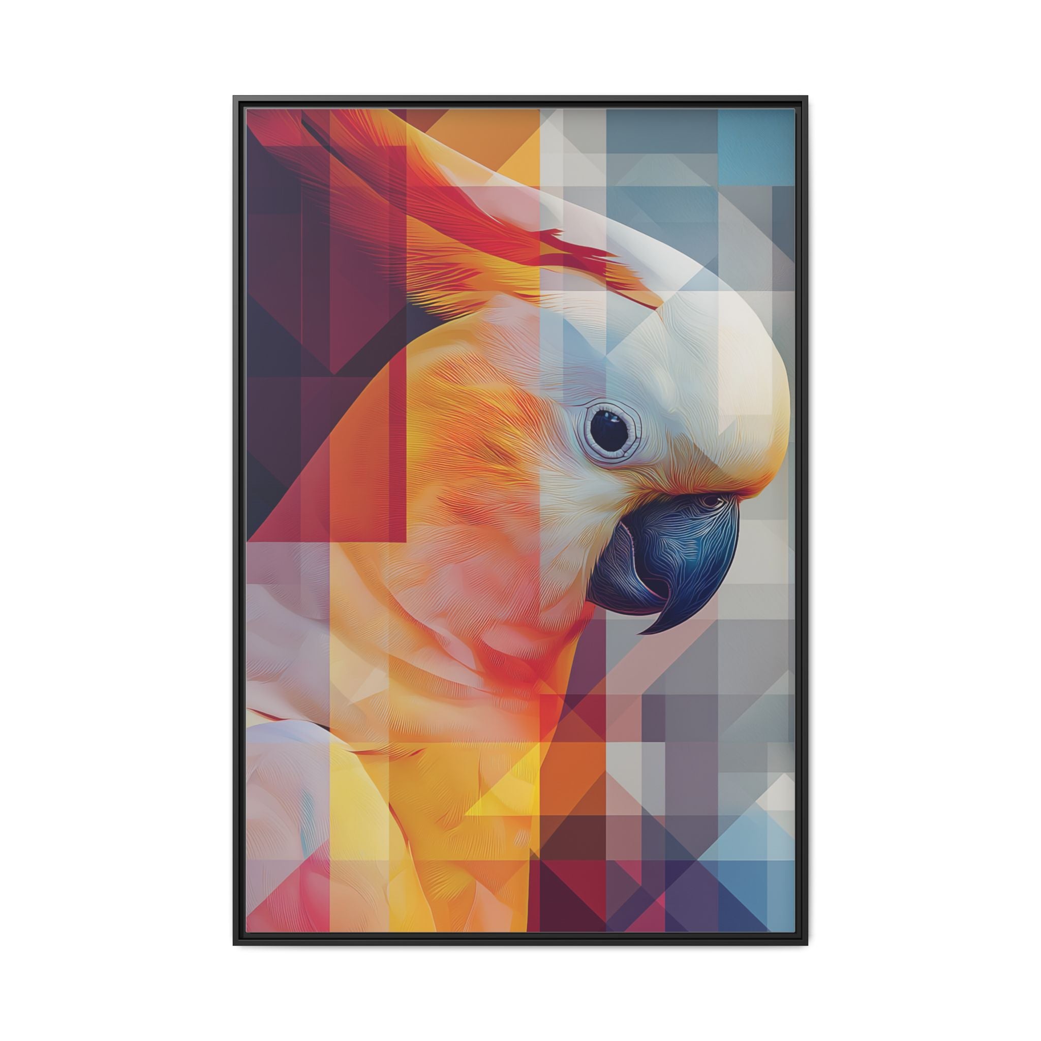 Prismatic Cockatoo Framed Print: Geometric Portrait, Digital Mosaic Artwork   |  Personalized & Custom Orders Available