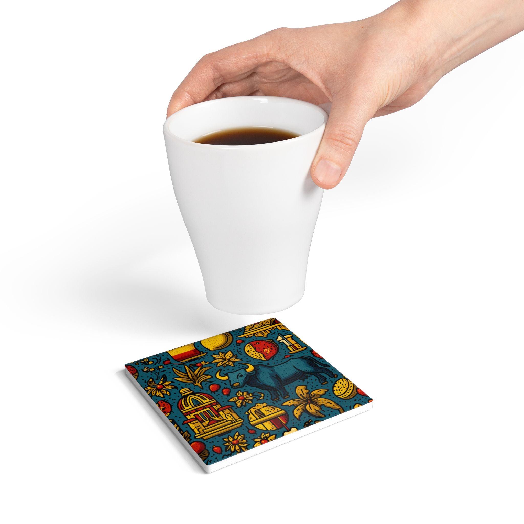 Vibrant Ceramic Coaster, Decorative Drink Coaster, Artistic Home Decor, Unique Gift, Kitchen Accessory, Party Tableware