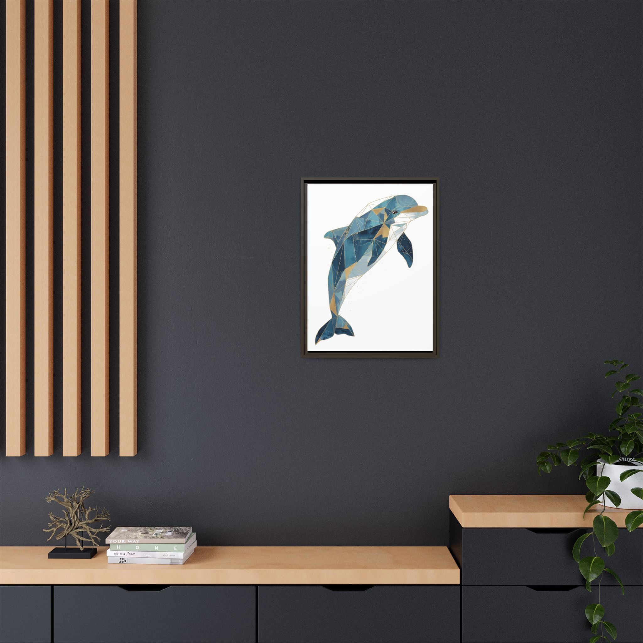Oceanic Geometry: Dolphin in Blue Polygons, Modern Marine Art   |  Personalized & Custom Orders Available