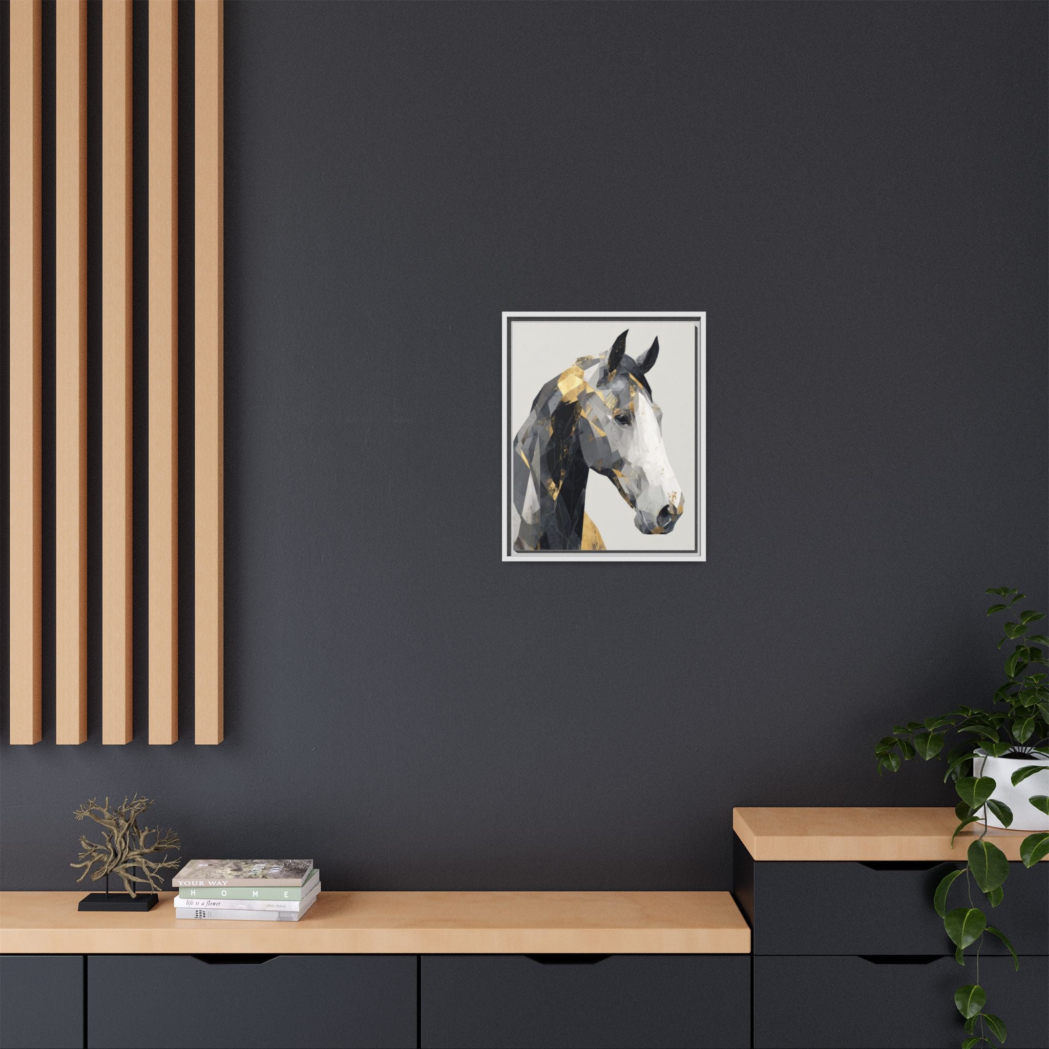 Geometric Stallion: Cubist Equine Art, Modern Metallic Polygonal Design   |  Personalized & Custom Orders Available